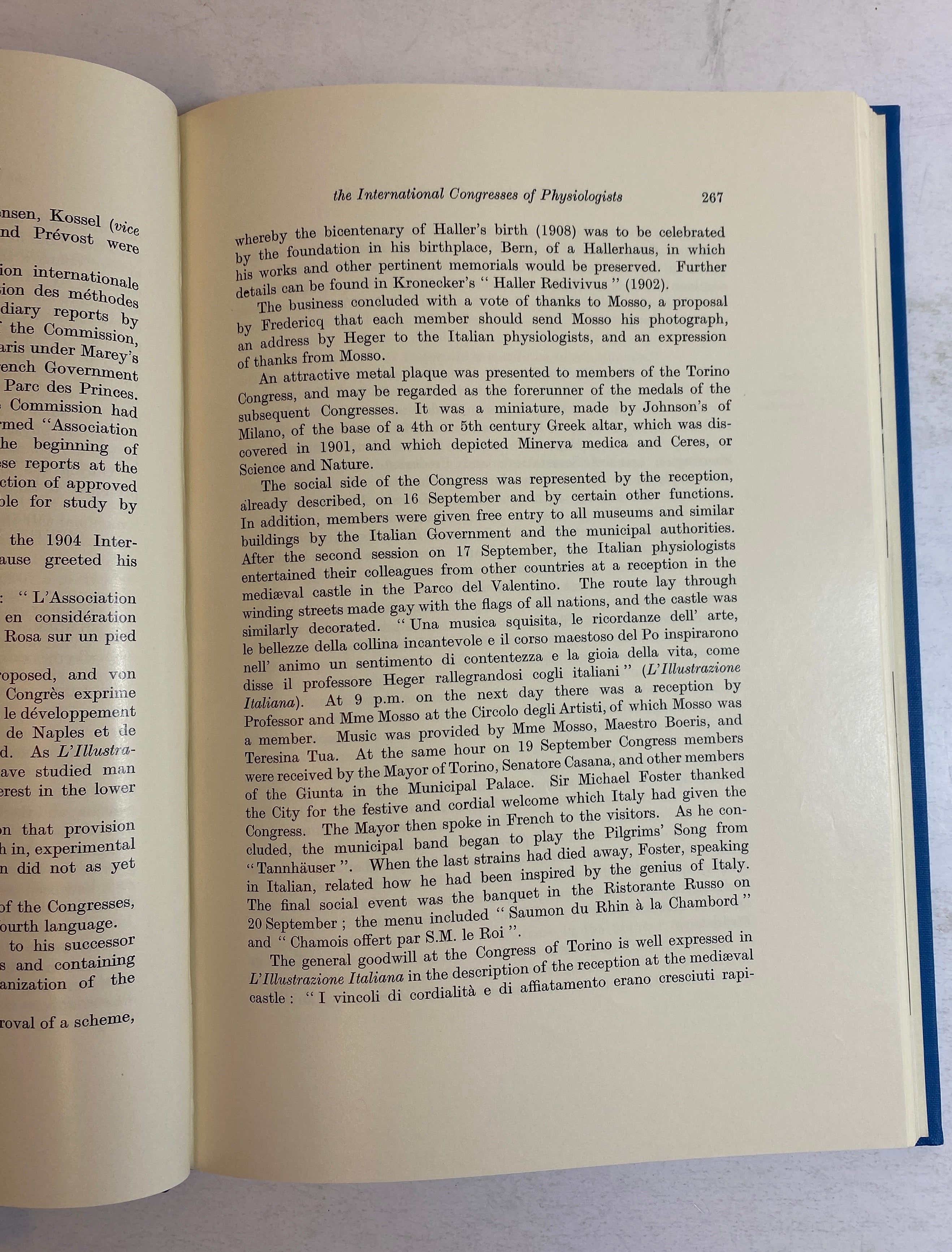 History of the International Congresses of Physiology 1889-1968 HC