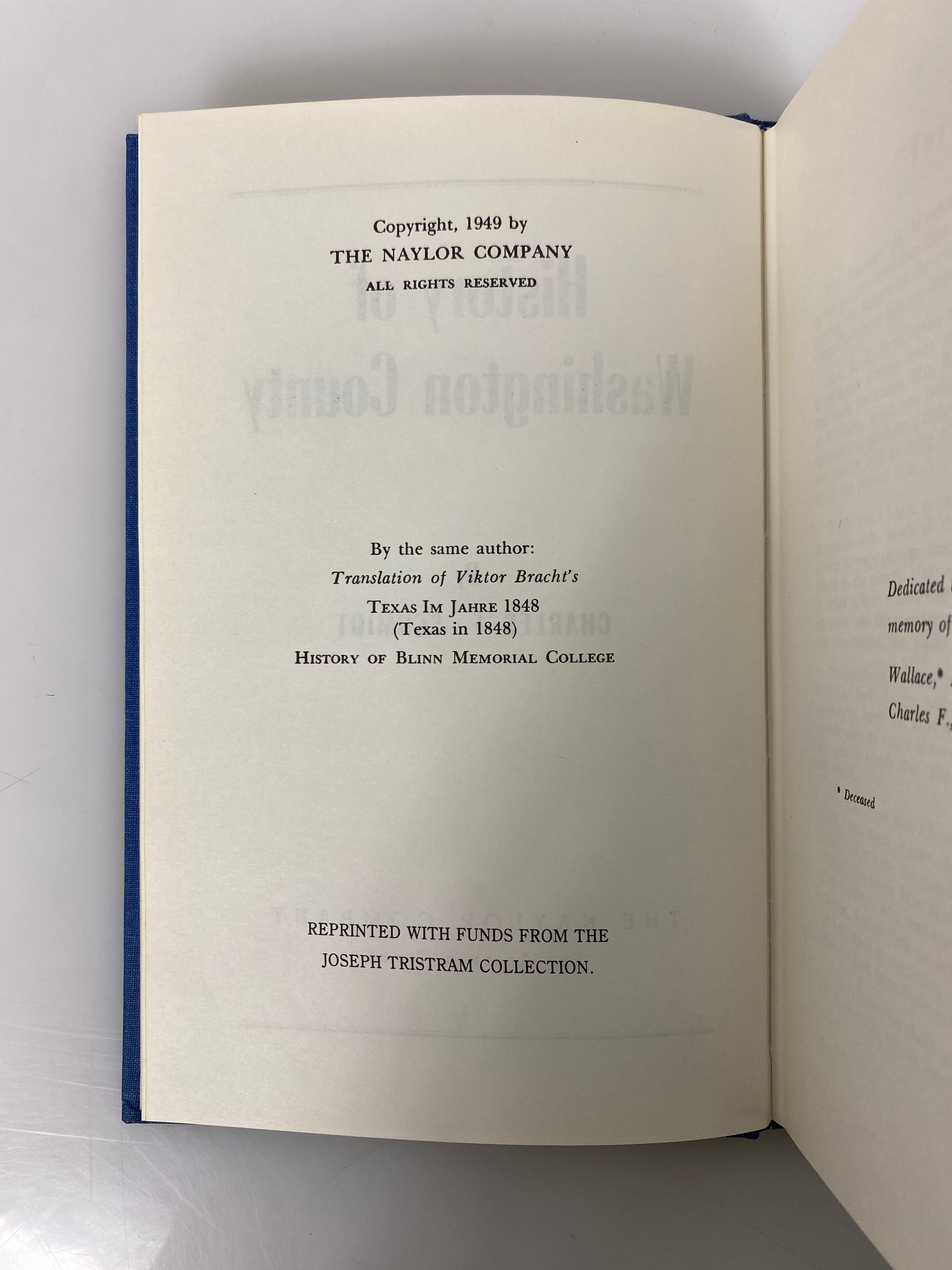 History of Washington County Texas by Charles Schmidt 1949 Vintage HC