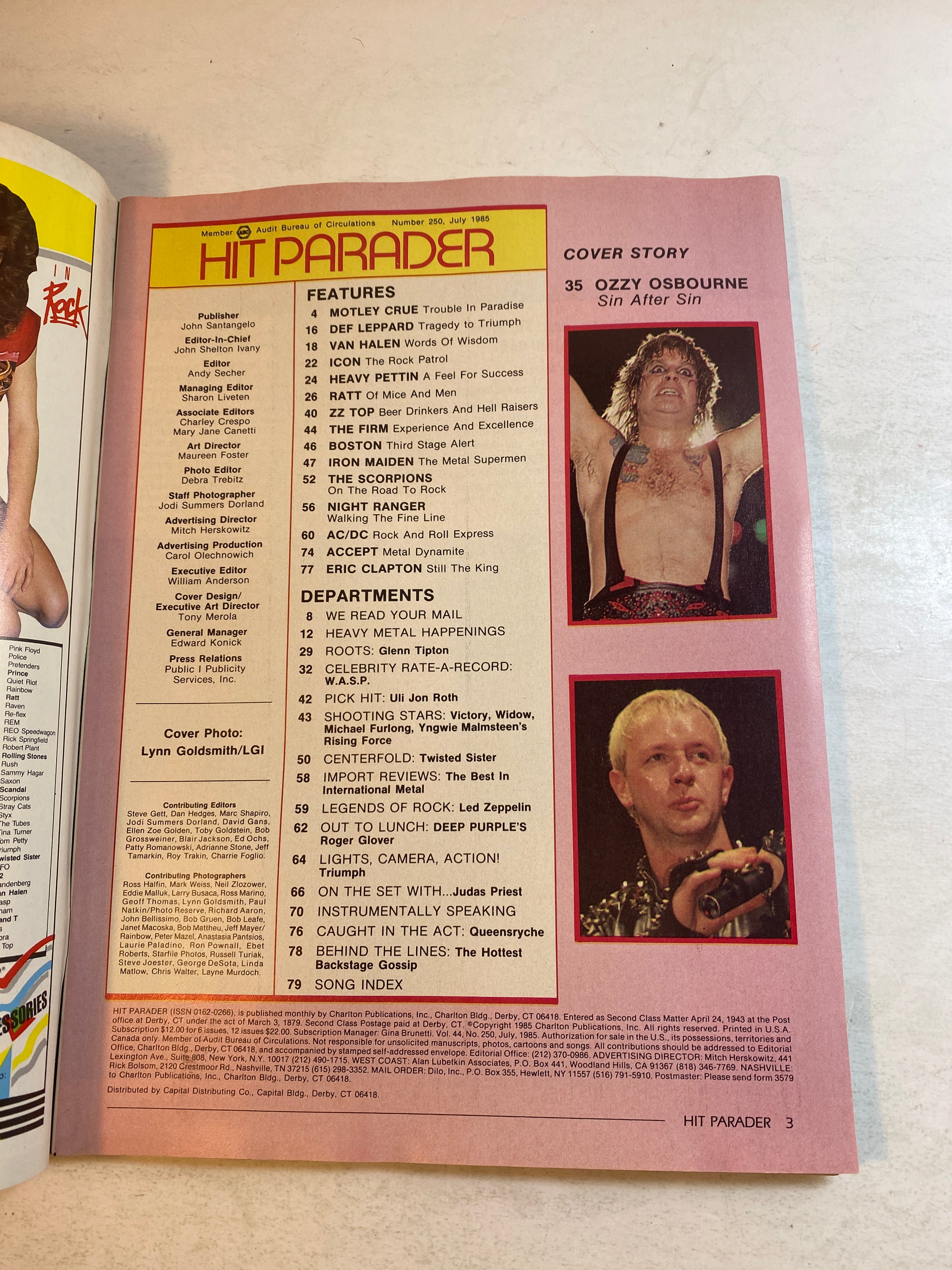Hit Parader Magazine July 1985 Ozzy Osbourne