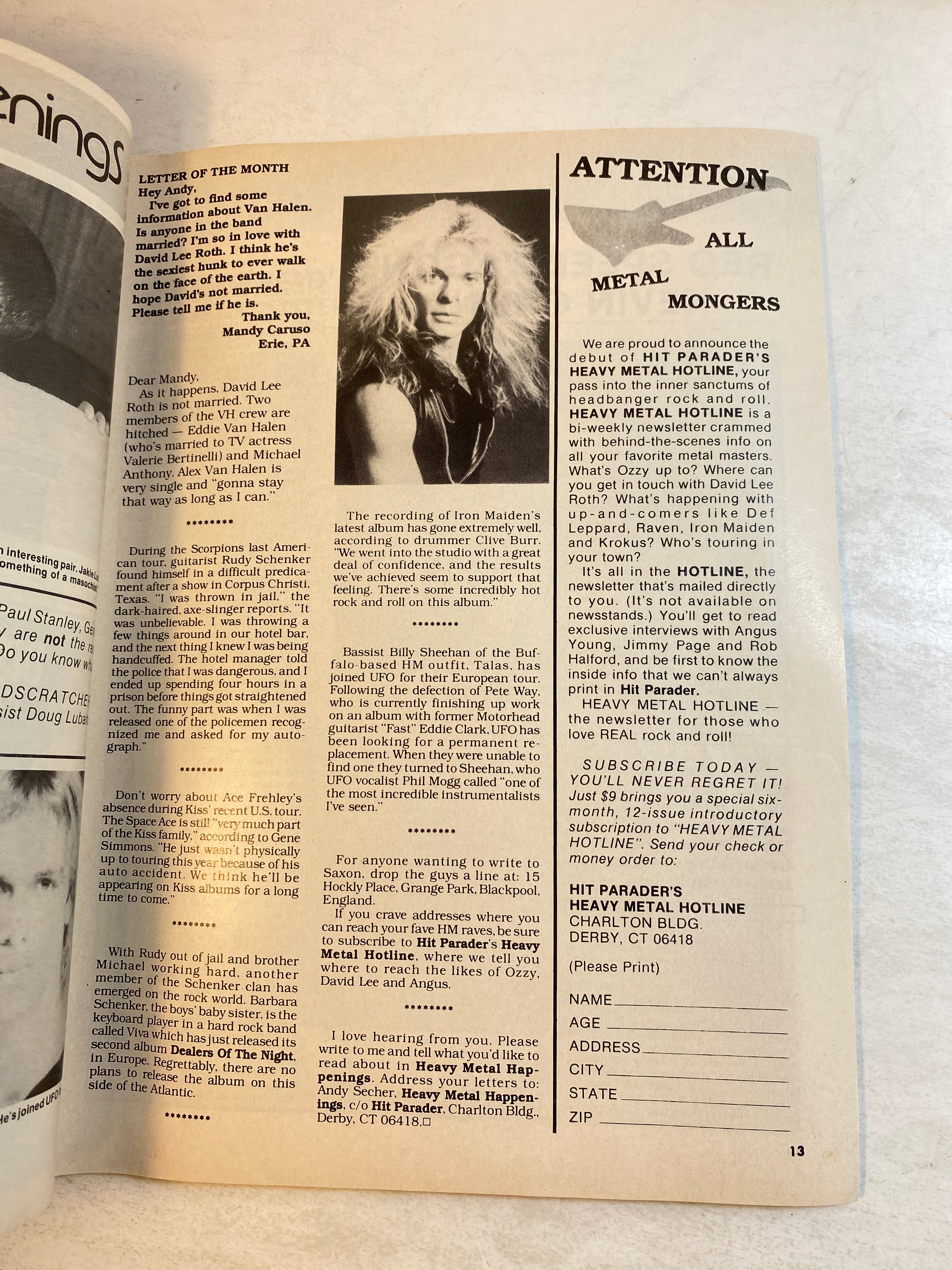 Hit Parader Magazine June 1983 Angus Young AC/DC