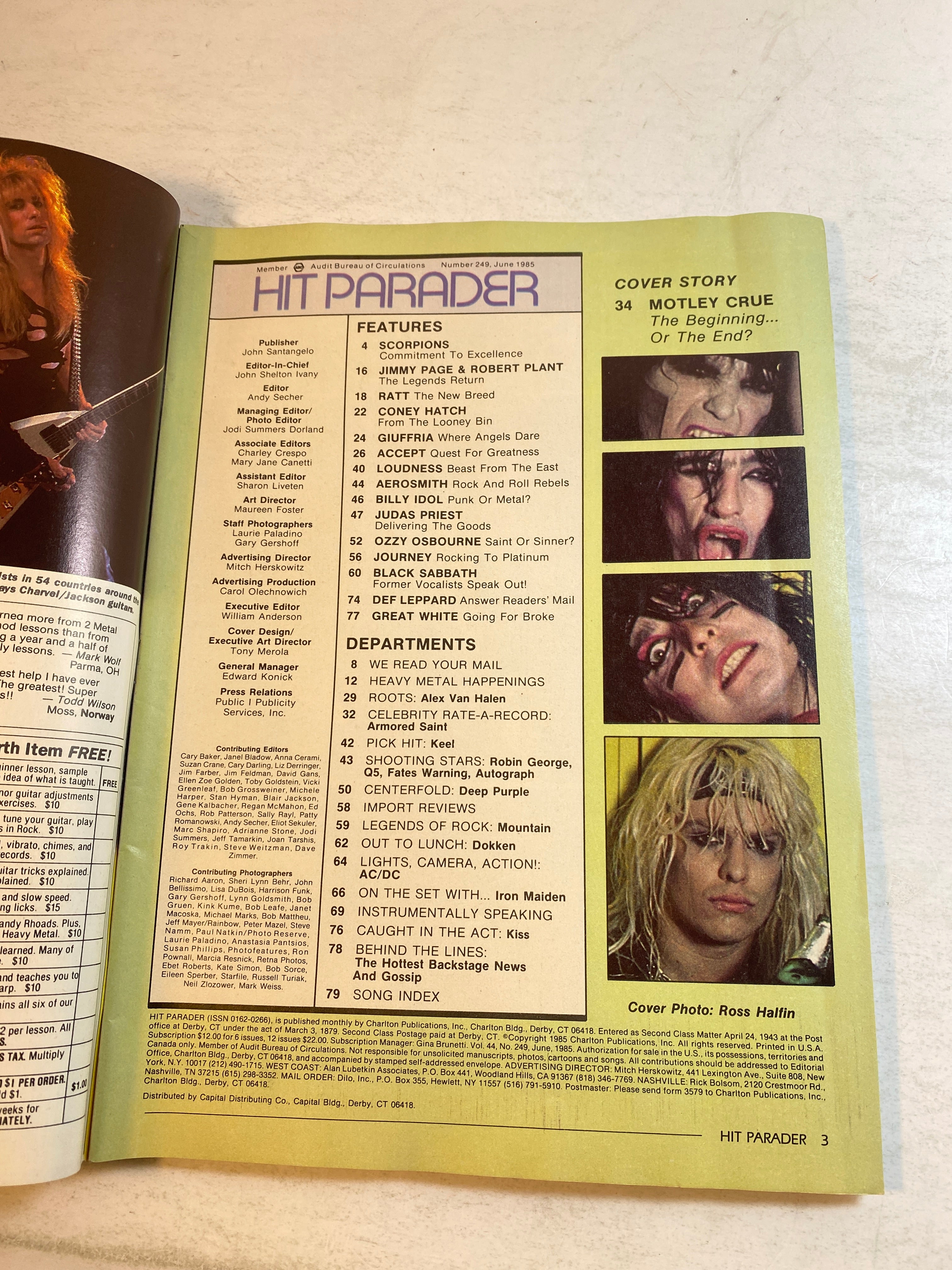 Hit Parader Magazine June 1985 Motley Crue