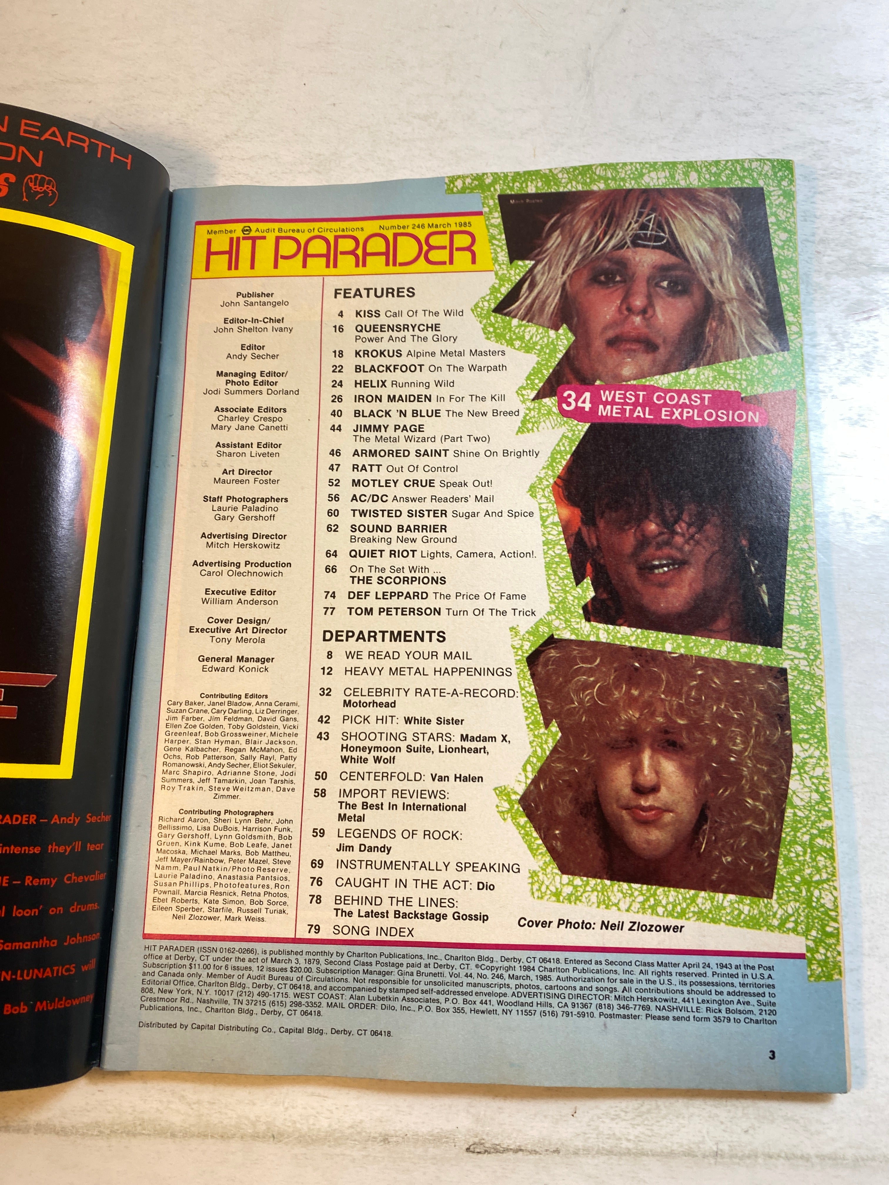 Hit Parader Magazine March 1985 Motley Crue