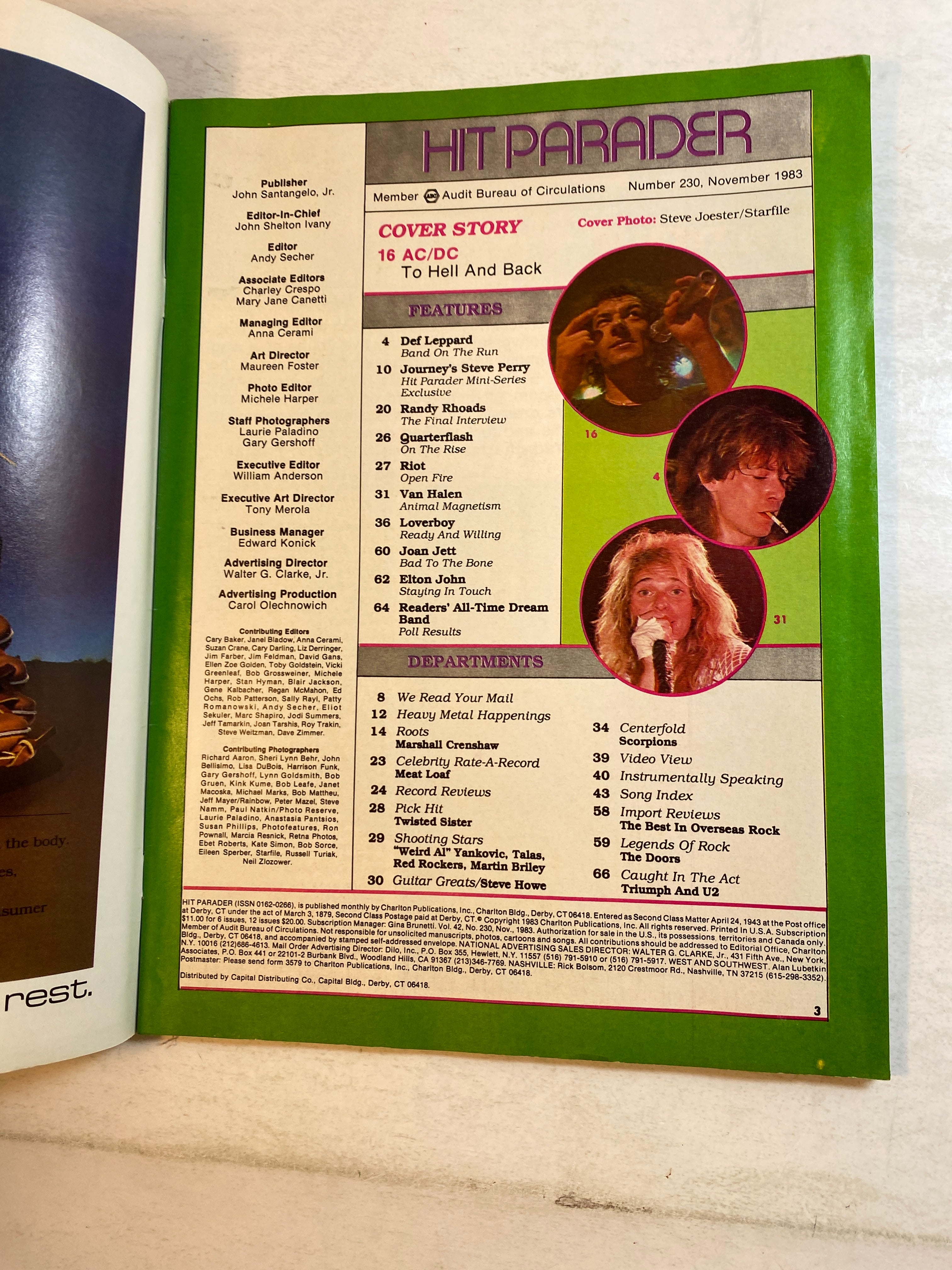 Hit Parader Magazine November 1983 Angus Young AC/DC