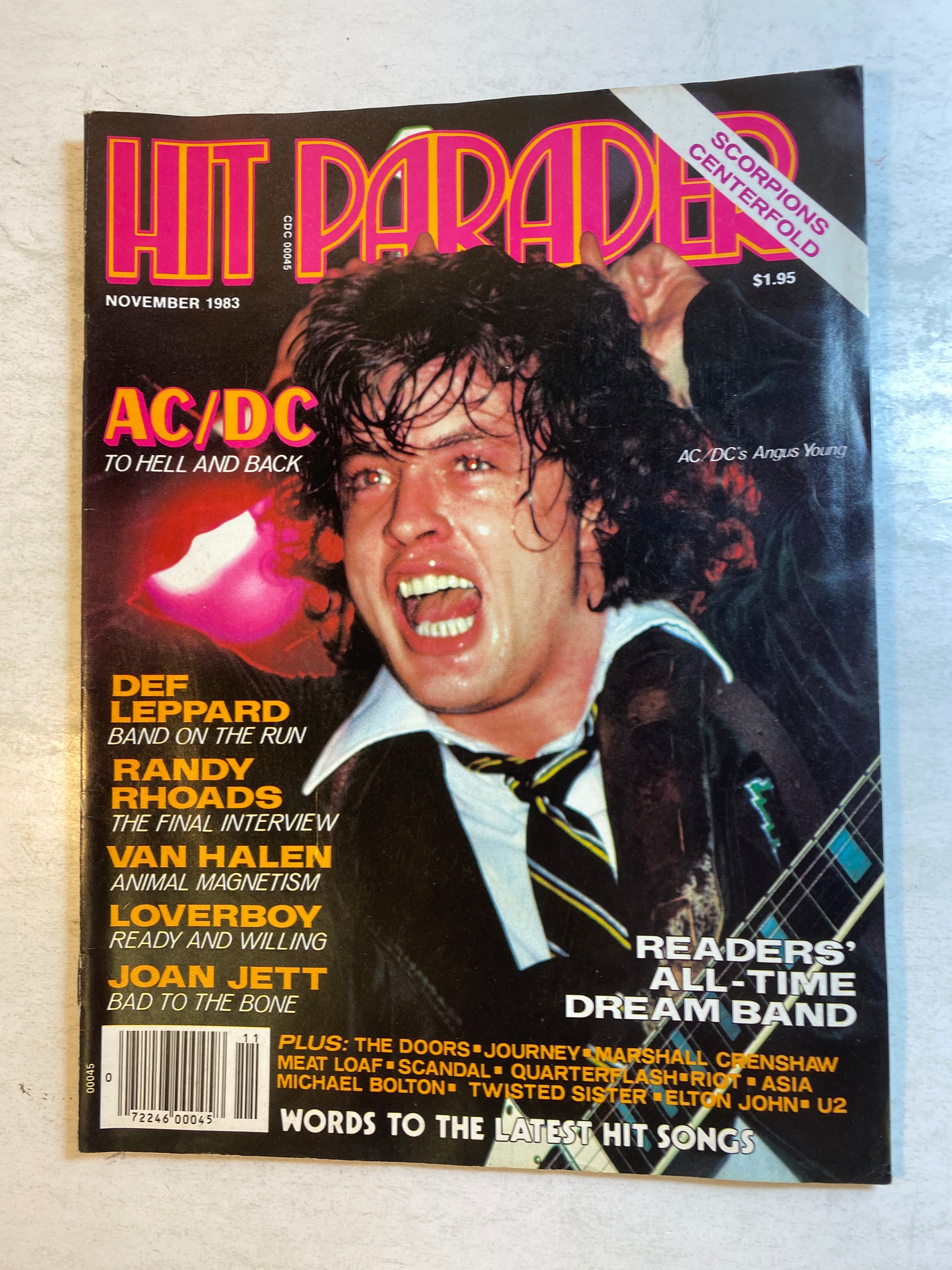 Hit Parader Magazine November 1983 Angus Young AC/DC