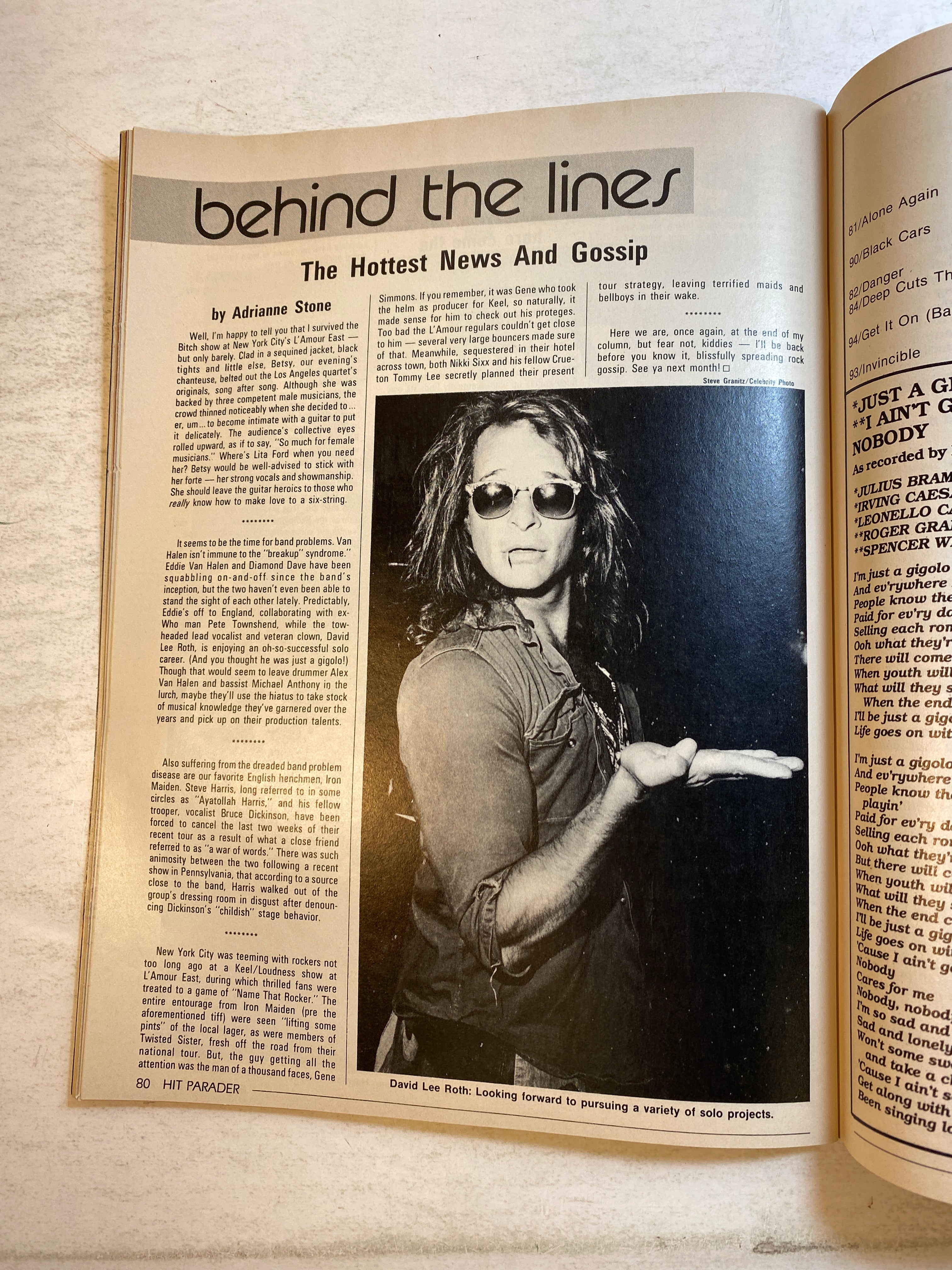 Hit Parader Magazine November 1985 AC/DC