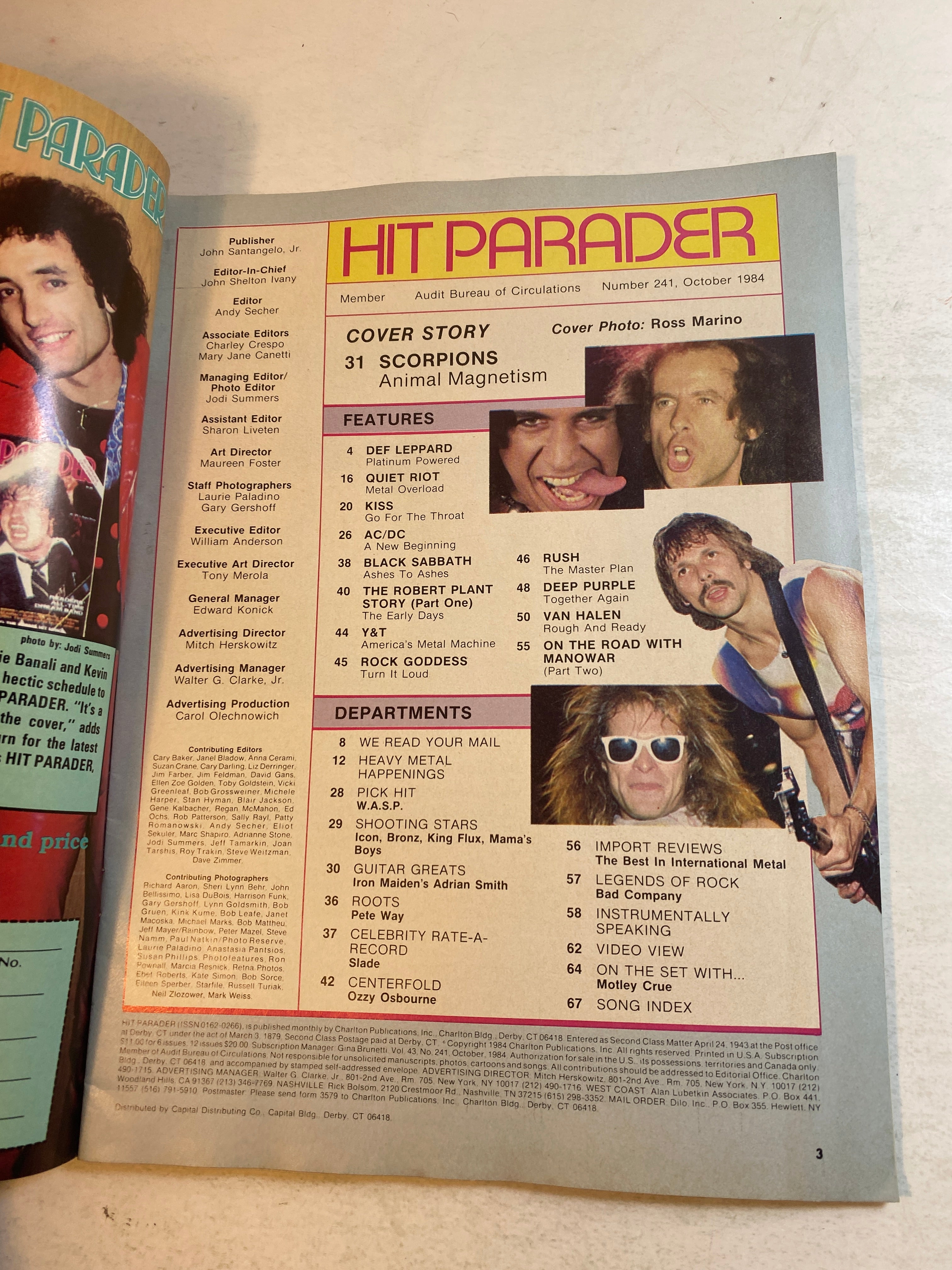 Hit Parader Magazine October 1984 Scorpions