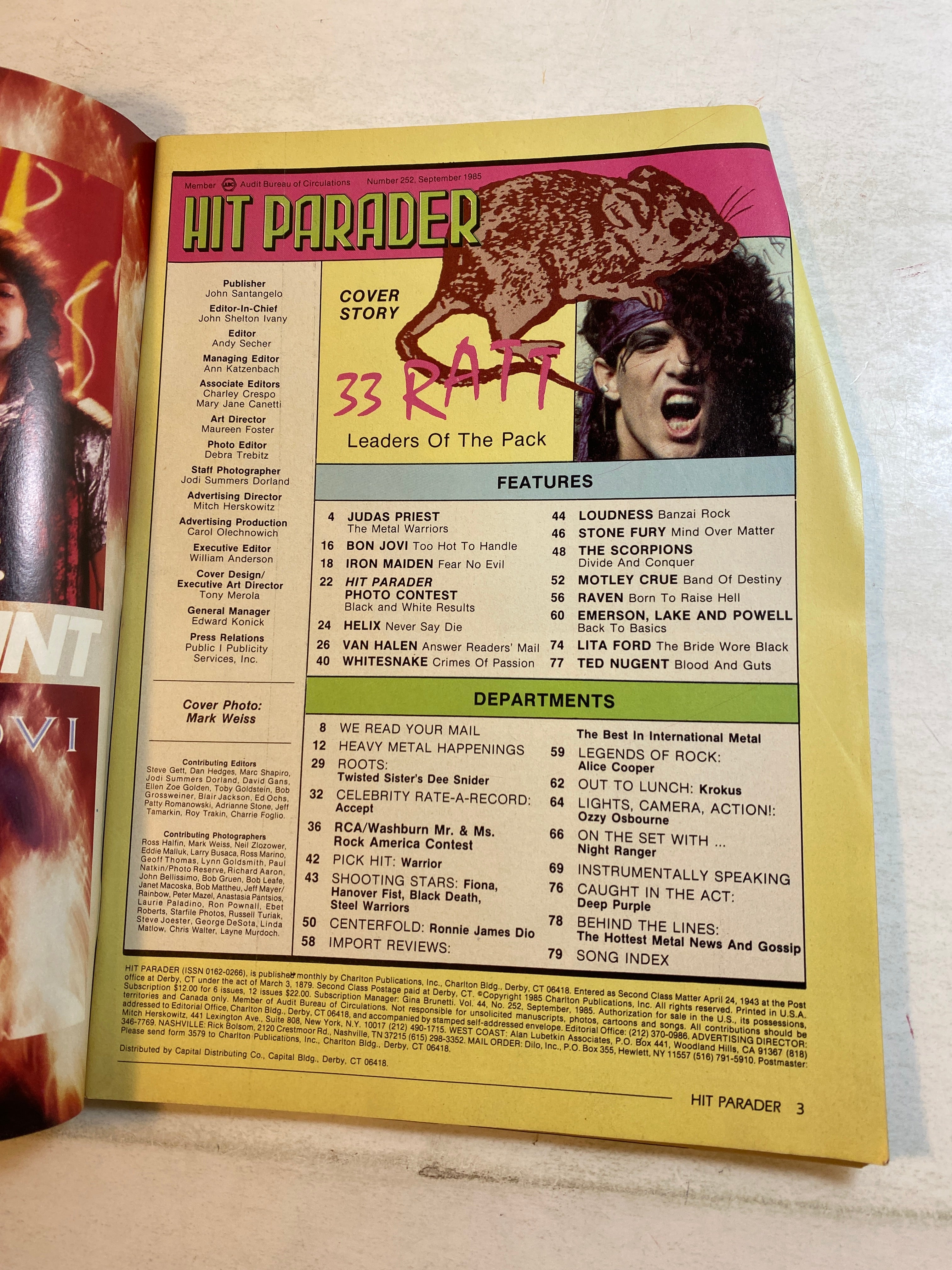 Hit Parader Magazine September 1985 Ratt
