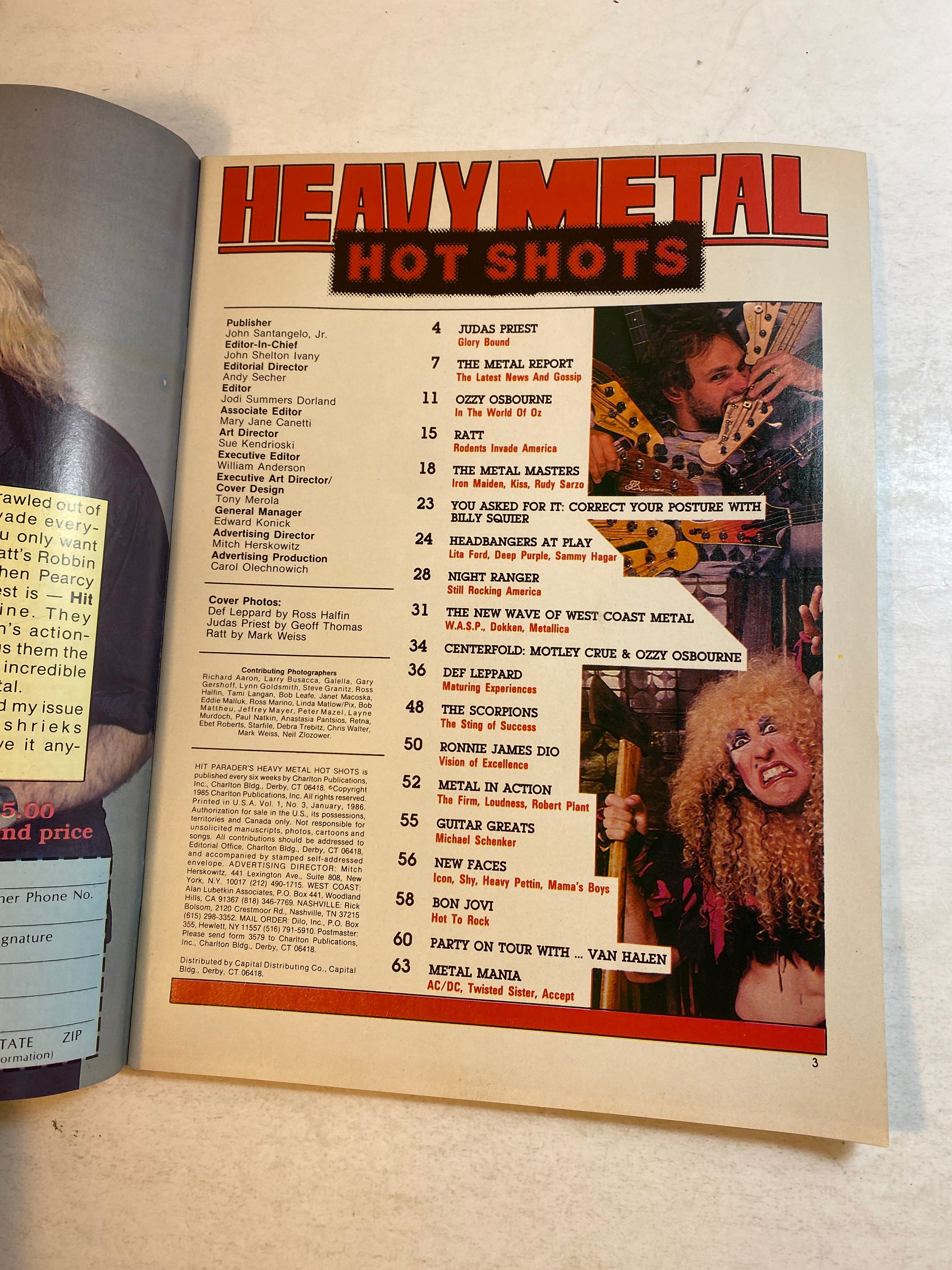 Hit Parader's Heavy Metal Hot Shots January 1986 Def Leppard Judas Priest Ratt
