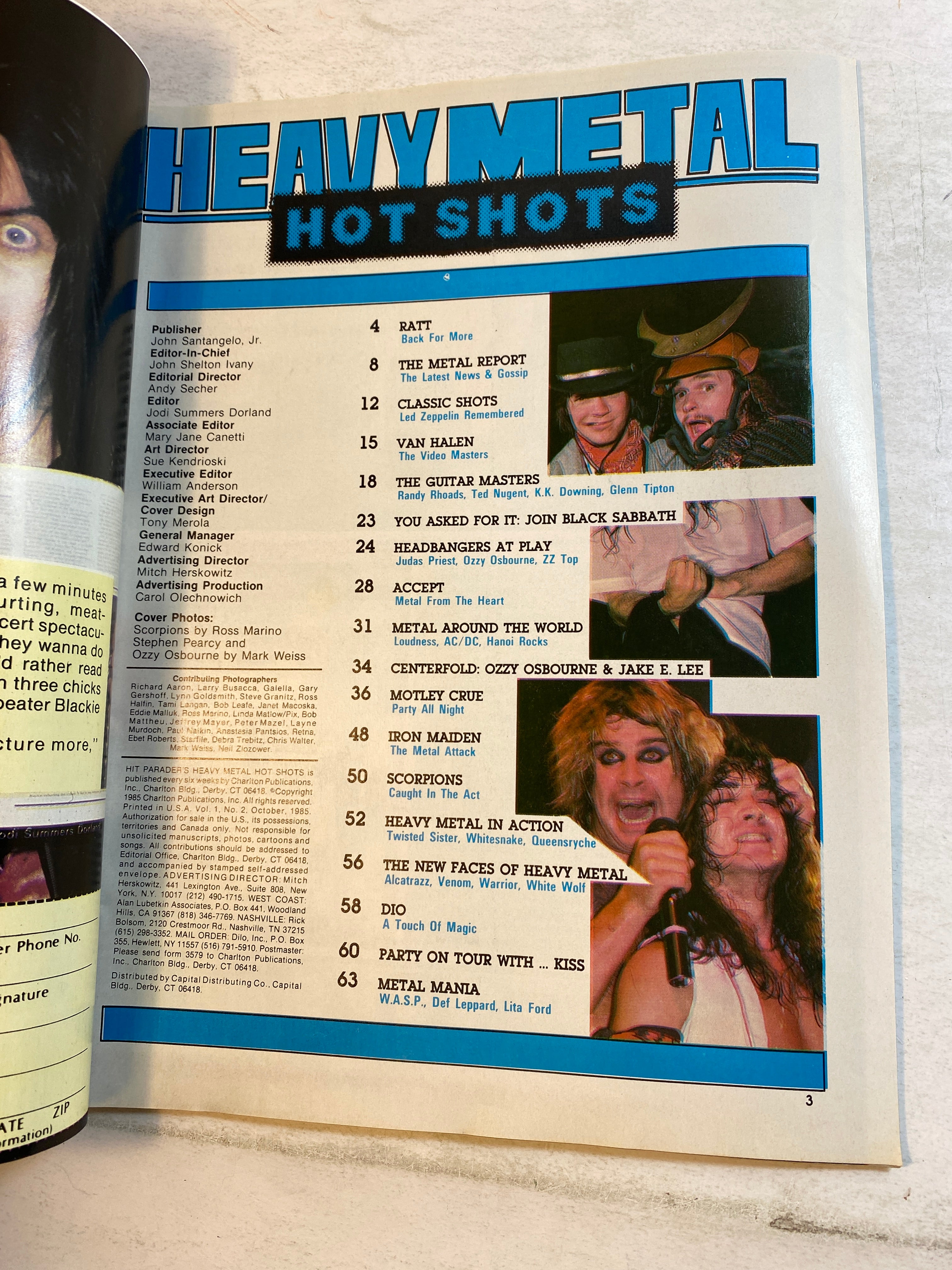 Hit Parader's Heavy Metal Hot Shots November 1985 Scorpions Ratt Ozzy