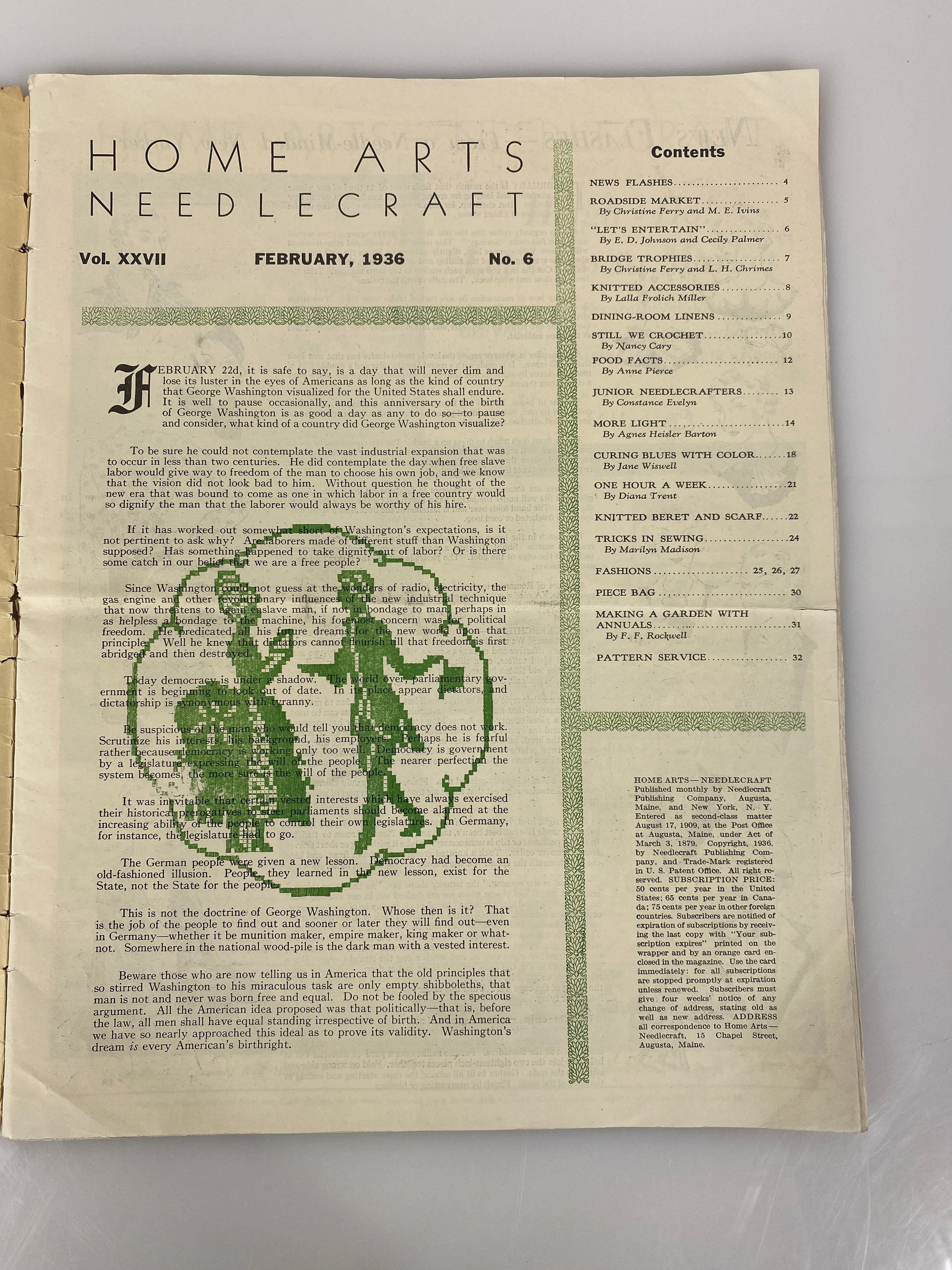Home Arts Needlecraft February 1936 Vintage Periodical