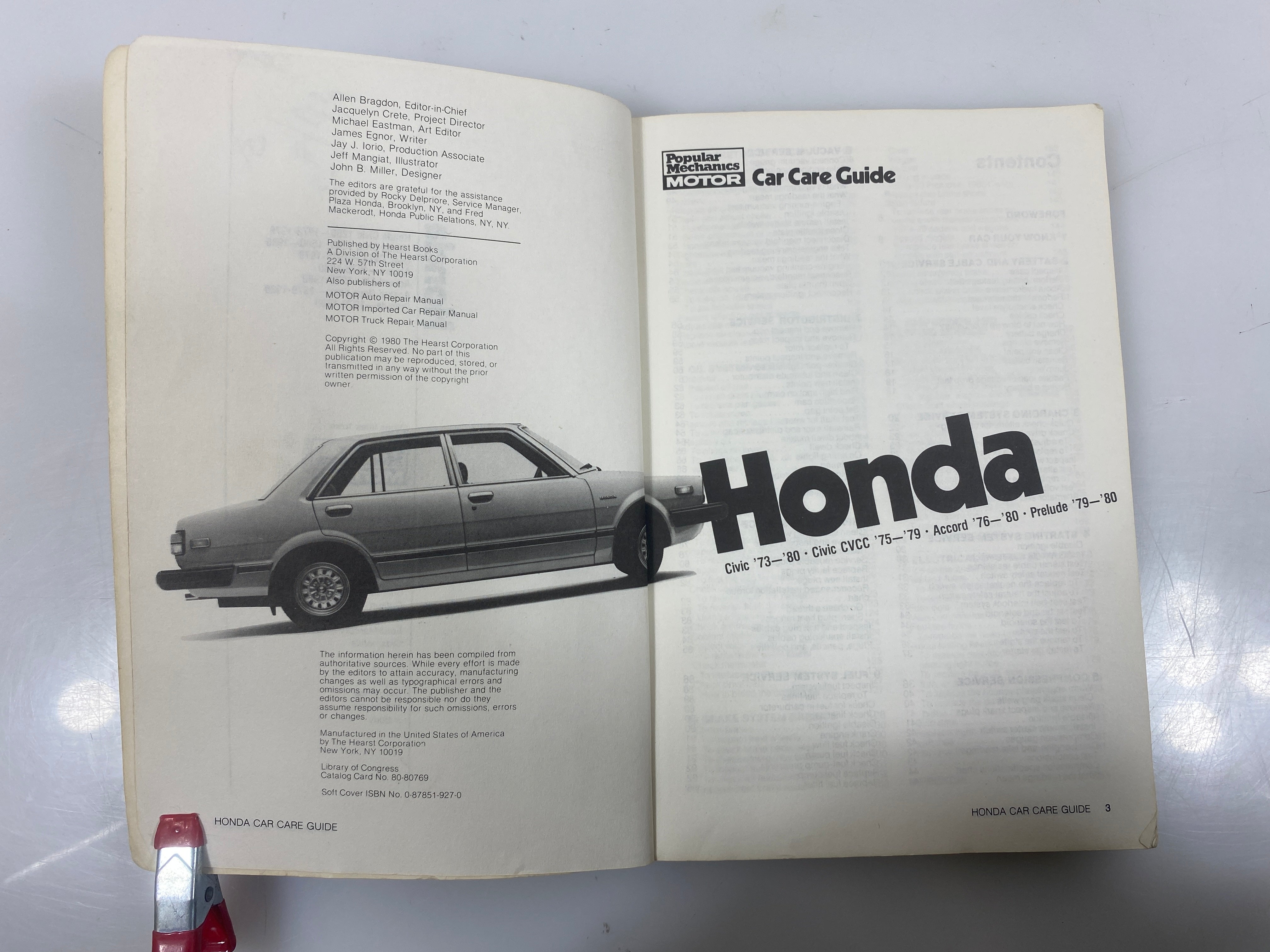 Honda Car Care Guide 1980 SC