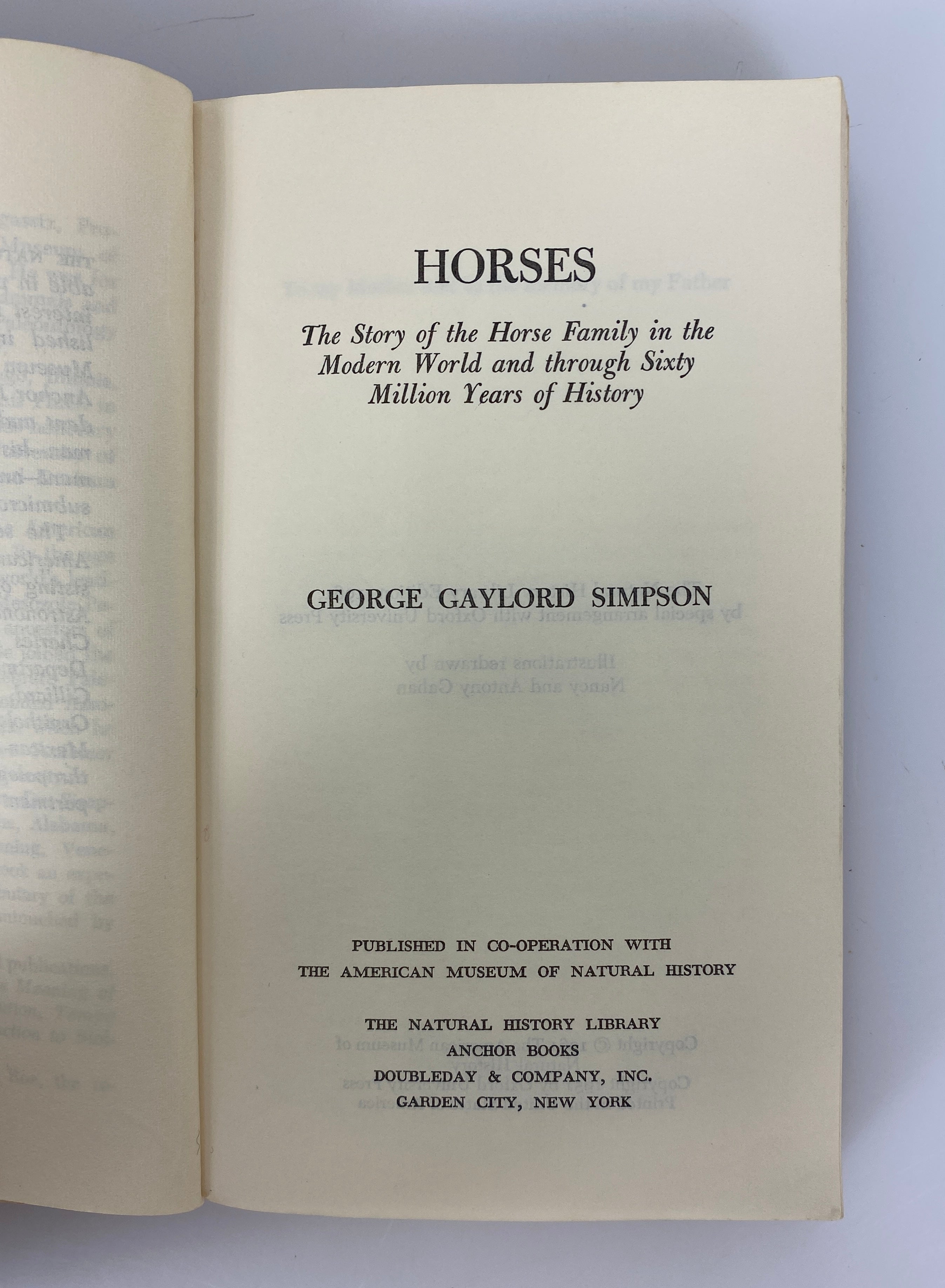 Horses by George Gaylord Simpson 1961 Doubleday Anchor PB