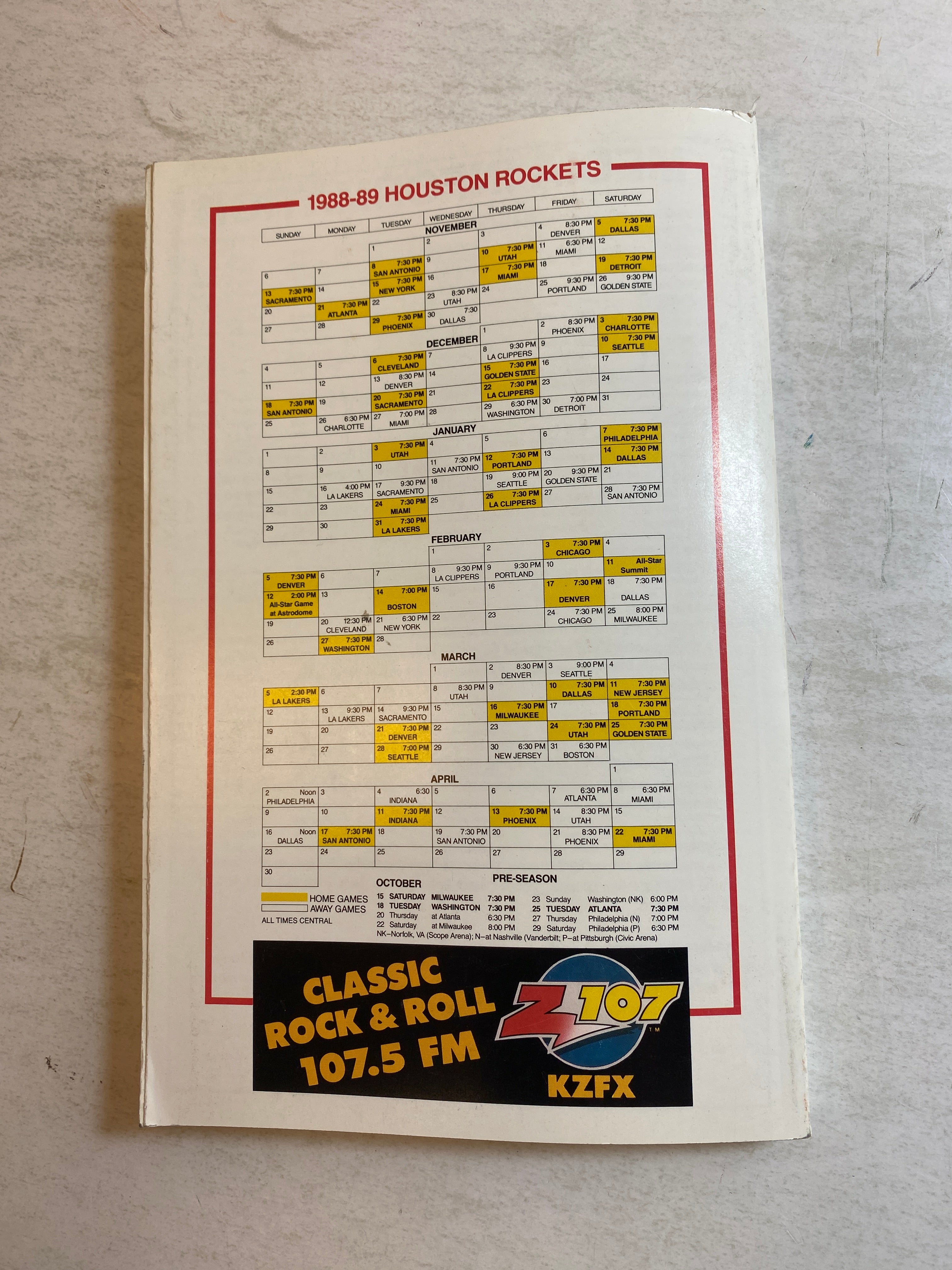 Houston Rockets NBA Media Guide 1988-1989