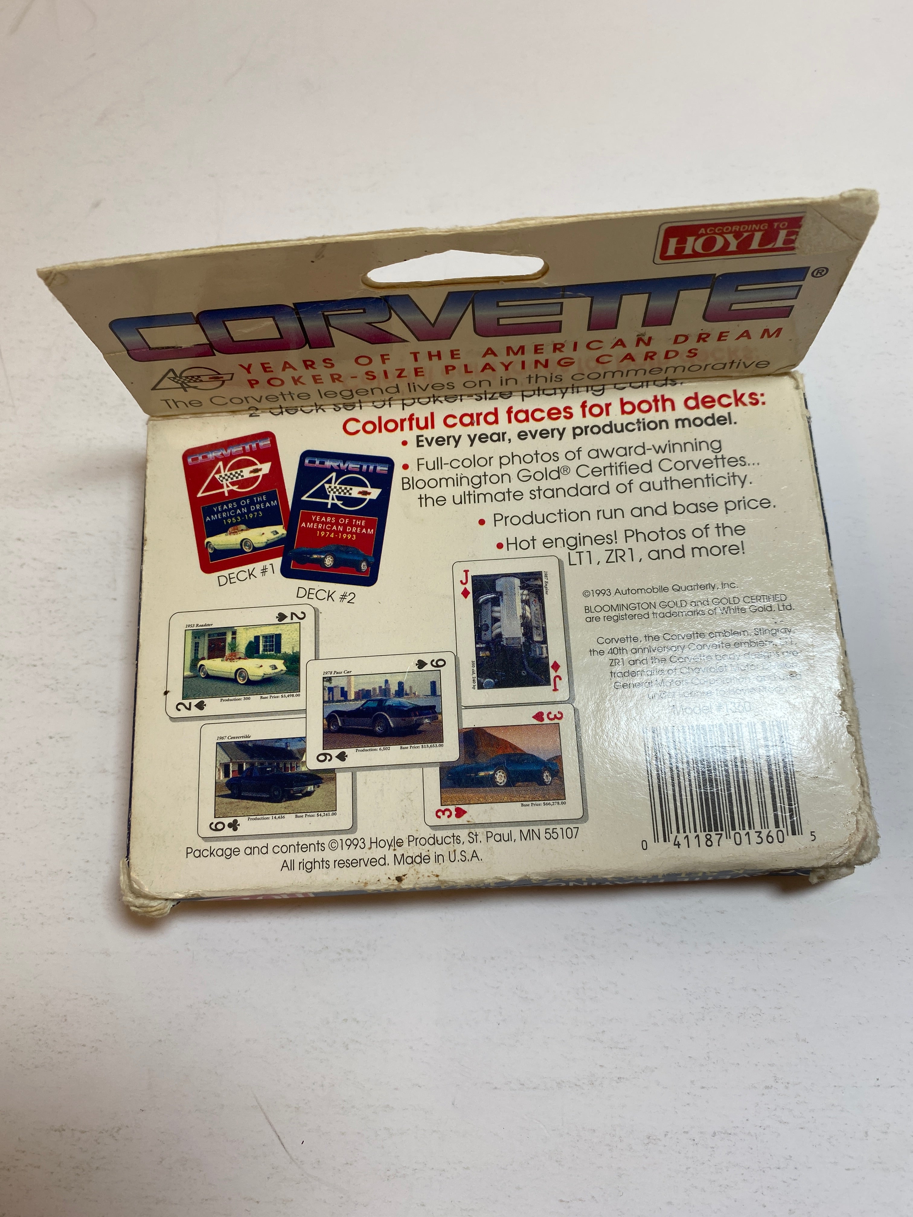 Hoyle Corvette Collector 2 Deck Playing Card Set 1953-1993 Sealed