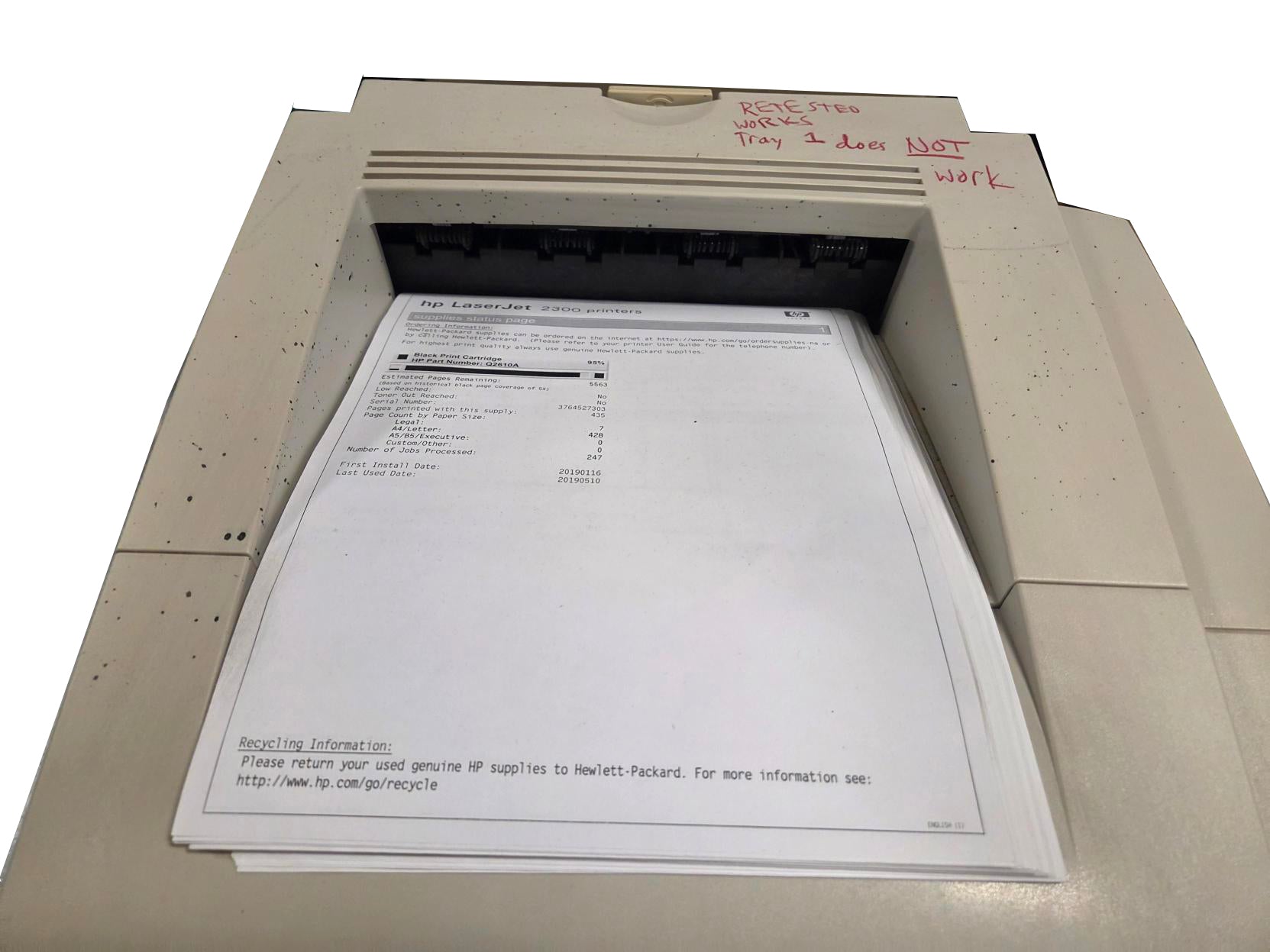 HP LaserJet 2300d Laser Printer *Tray 1 Issues*