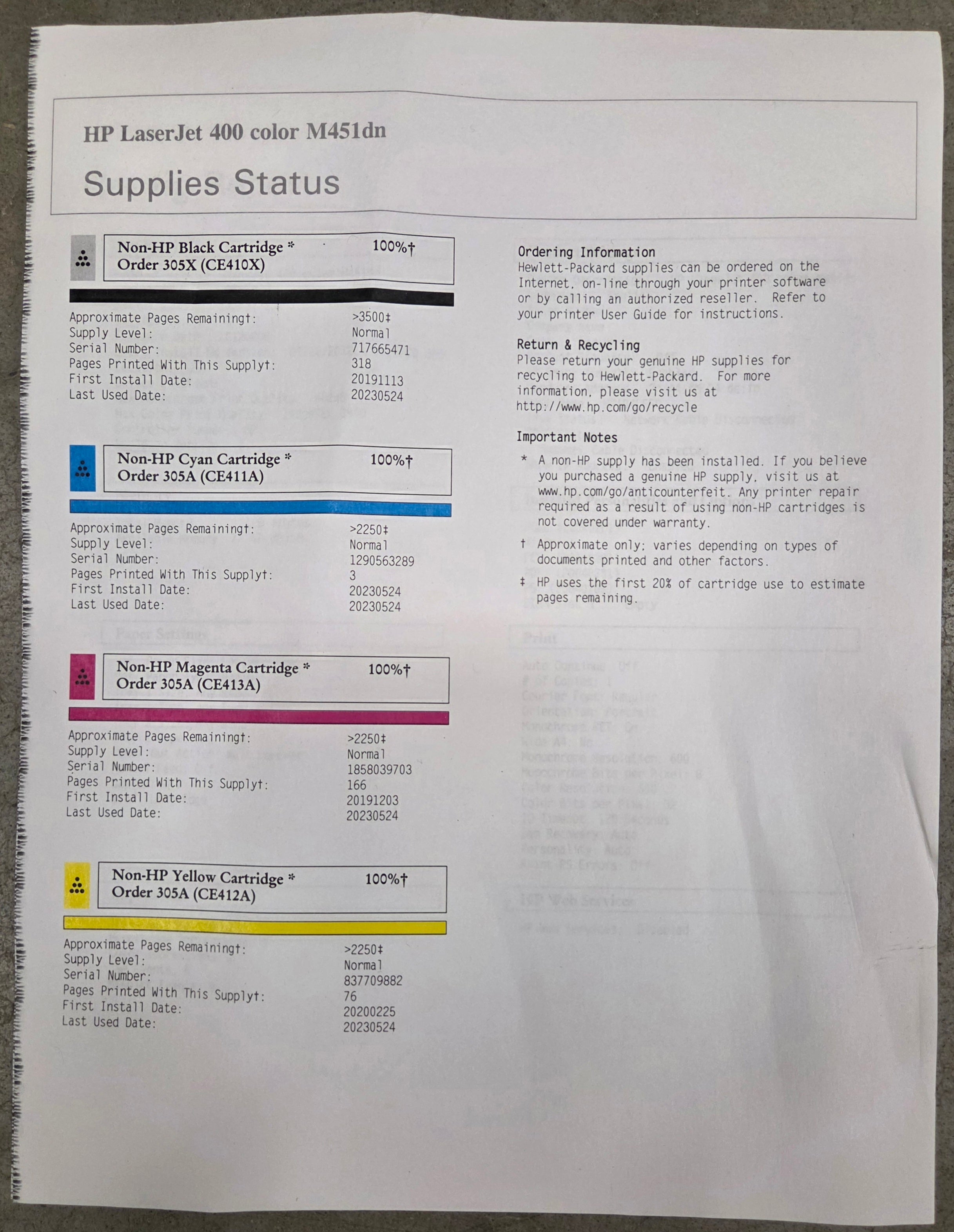 HP LaserJet Pro 400 Color Laser Printer M451dn *Lines on Prints*