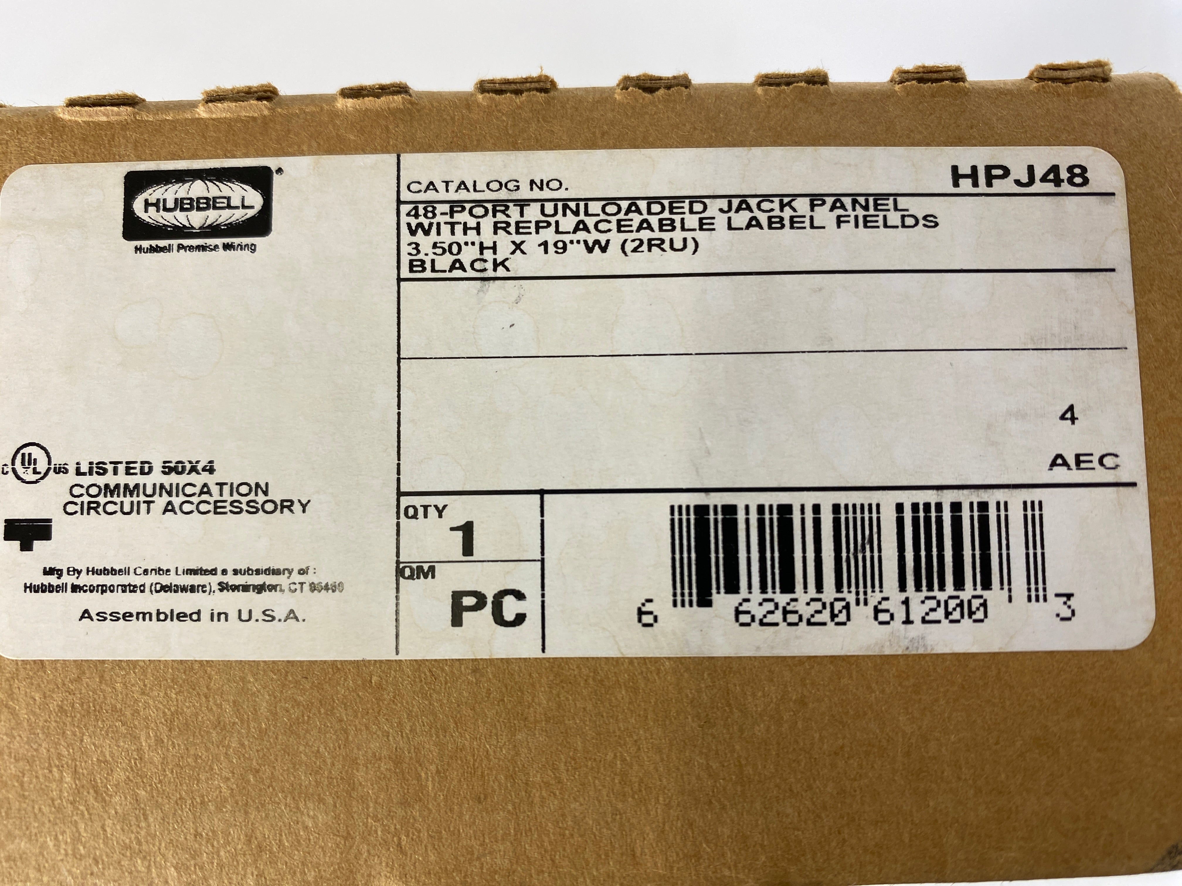 Hubbell Premise Wiring HPJ48 48-Port Unloaded Jack Panel