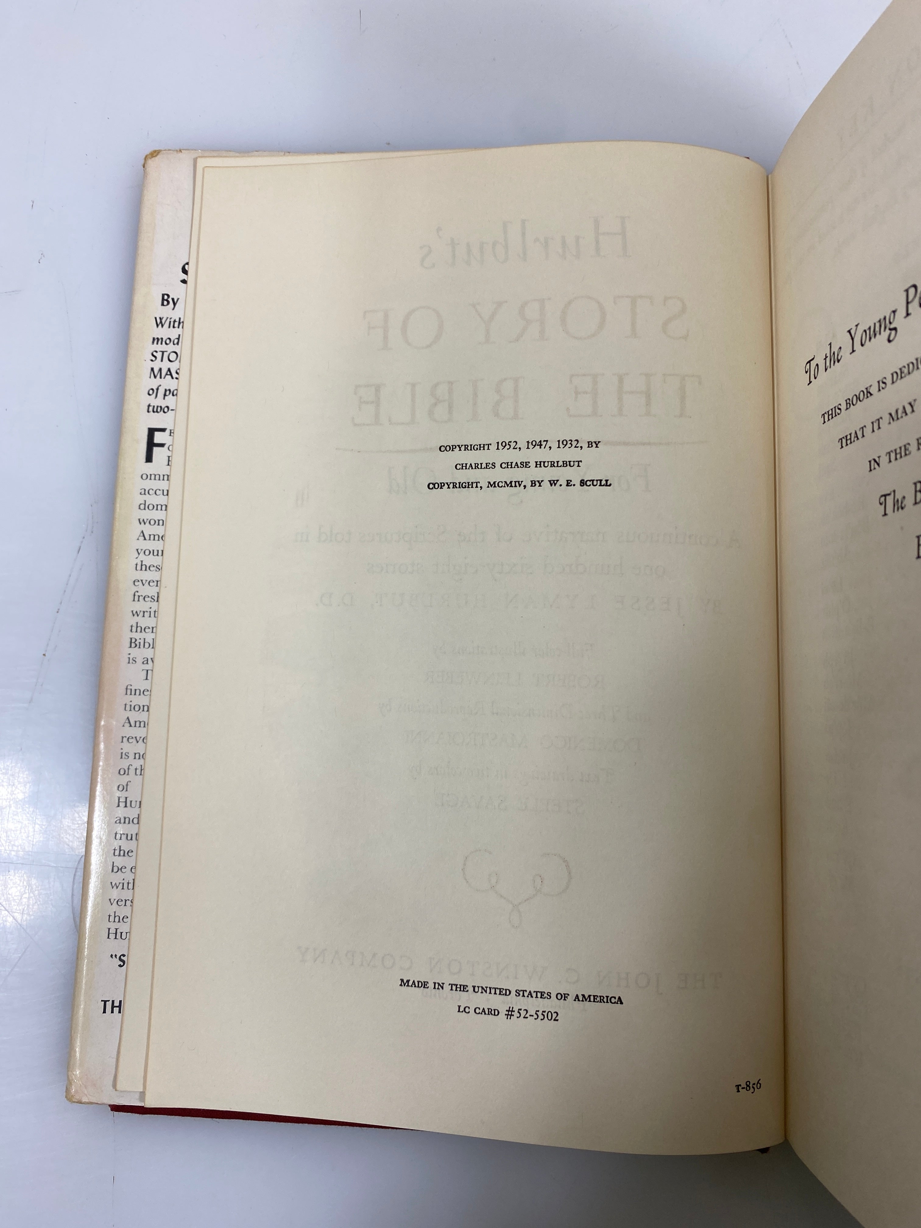 Hurlbut's Story of the Bible For Young and Old 1952 HCDJ