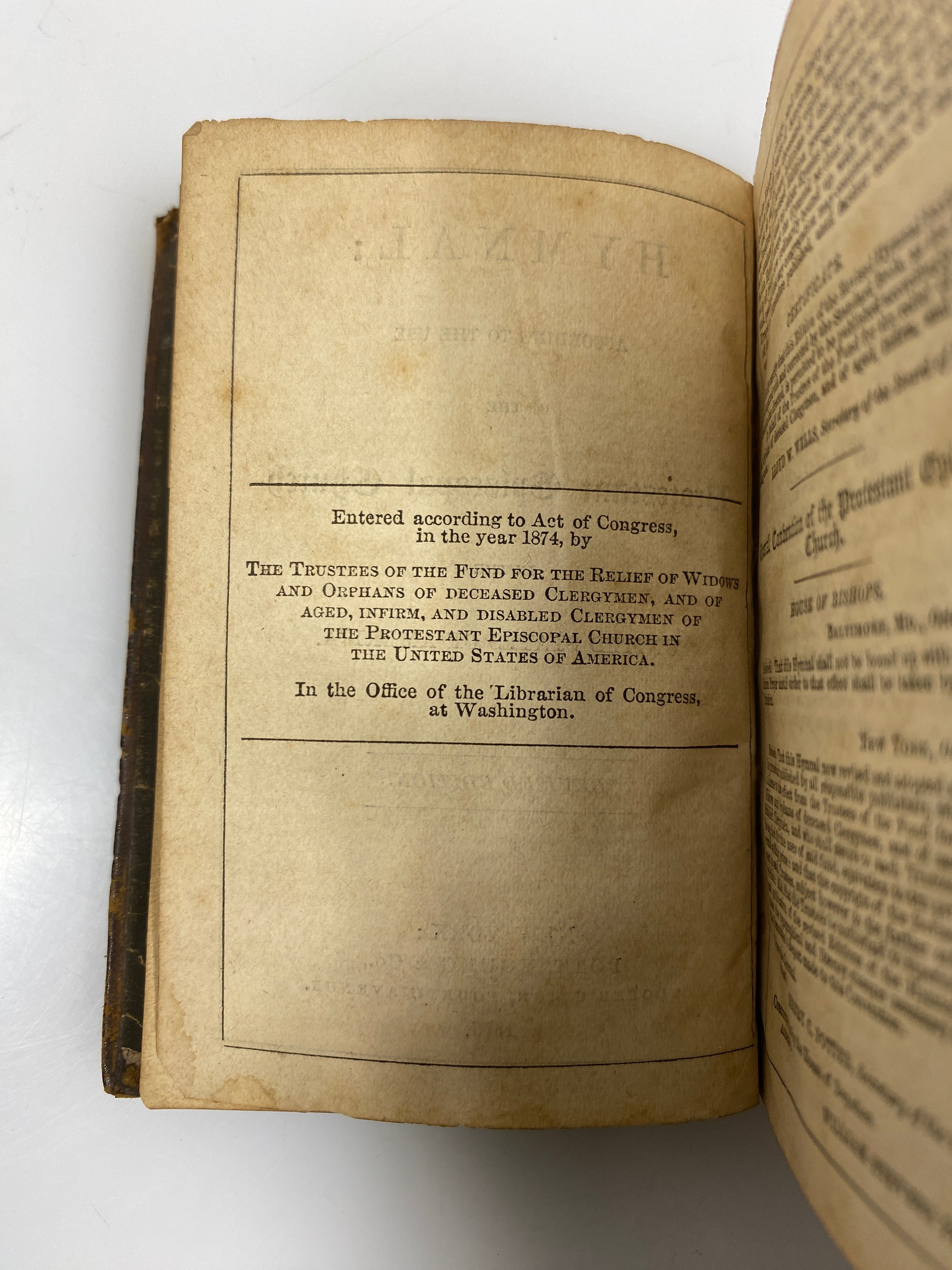 Hymnal: Use of the Protestant Episcopal Church of USA 1876 Leather Bound