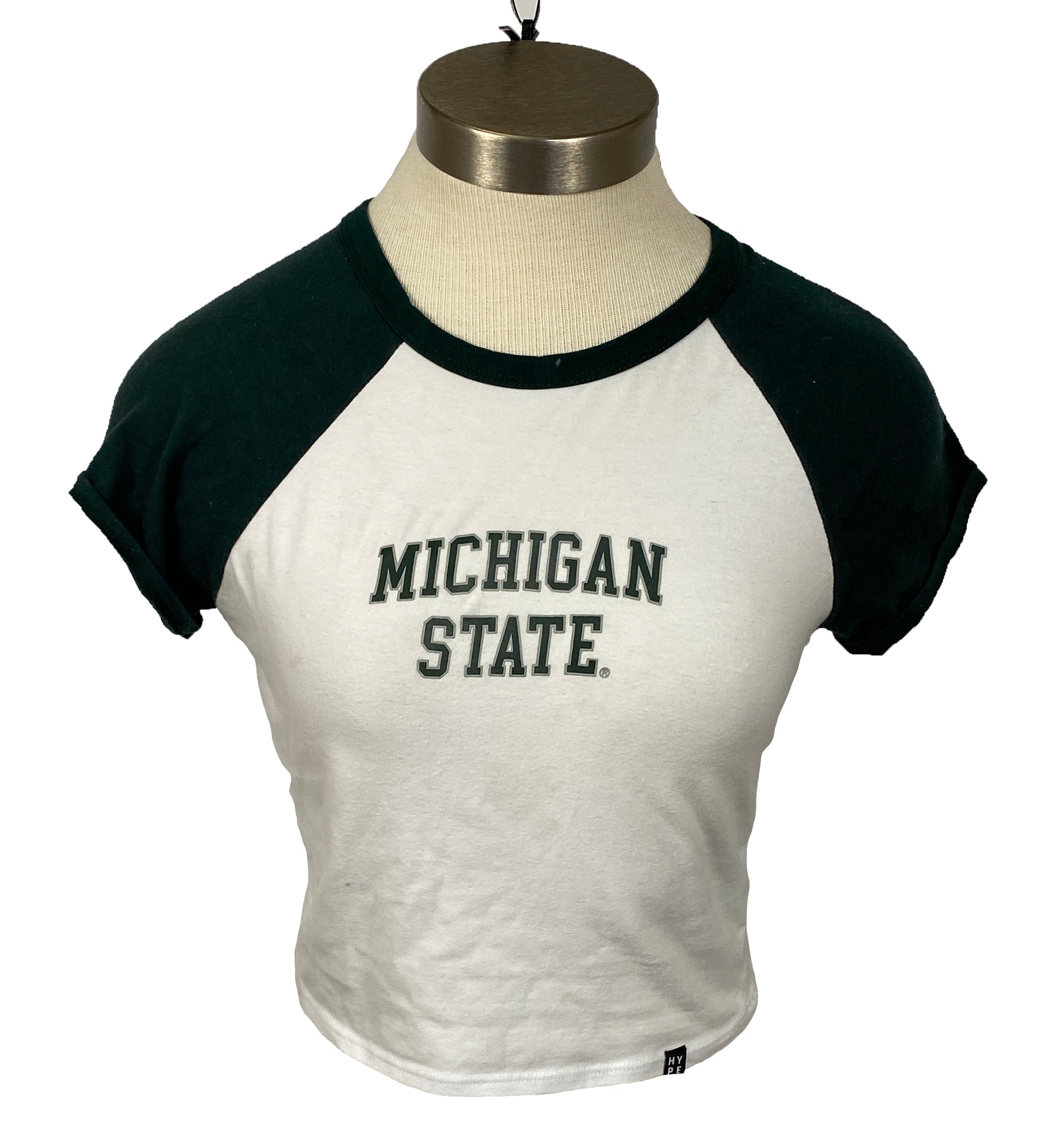 Hype and Vice White and Green MSU Crop Top Women's Size M