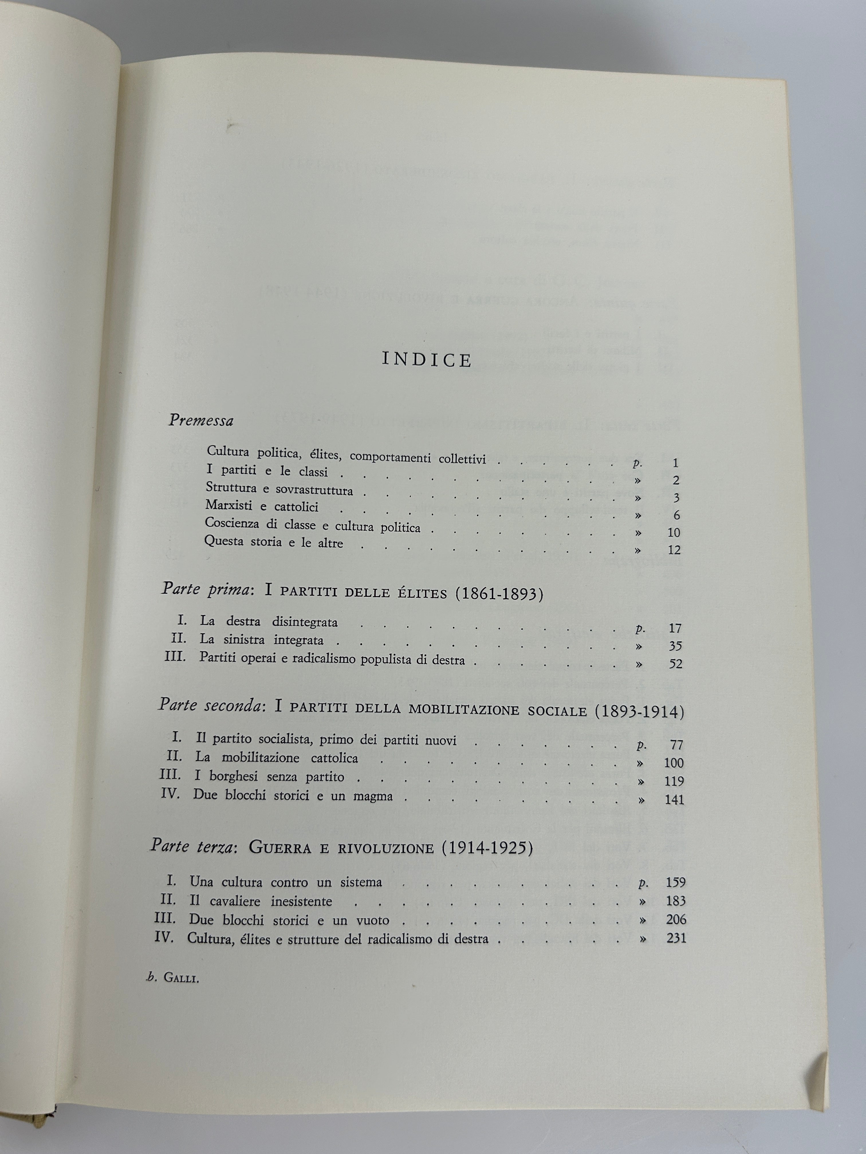 I Partiti Politici (Political Parties) Georgio Galli 1974 in Italian Vintage HC