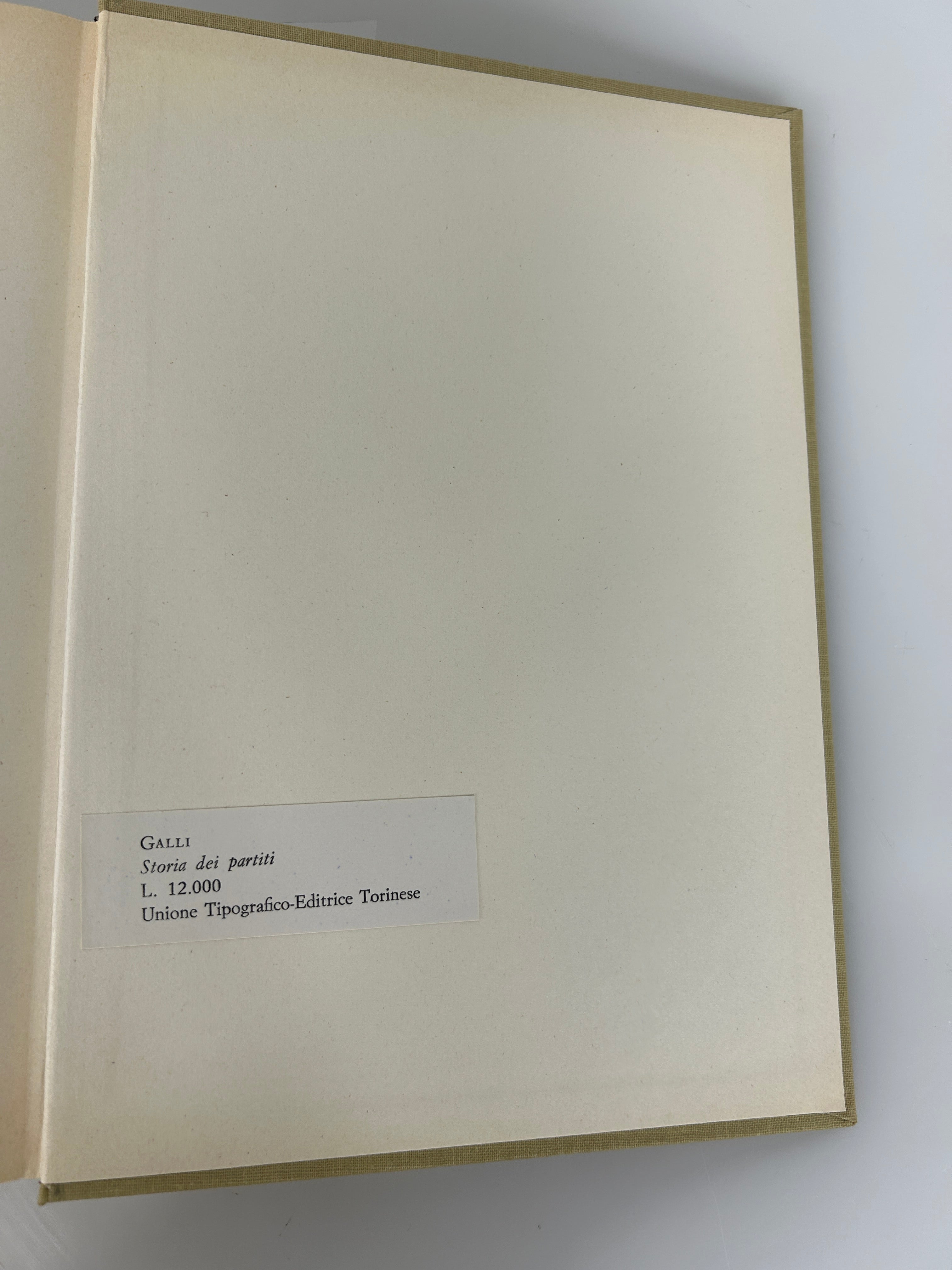 I Partiti Politici (Political Parties) Georgio Galli 1974 in Italian Vintage HC