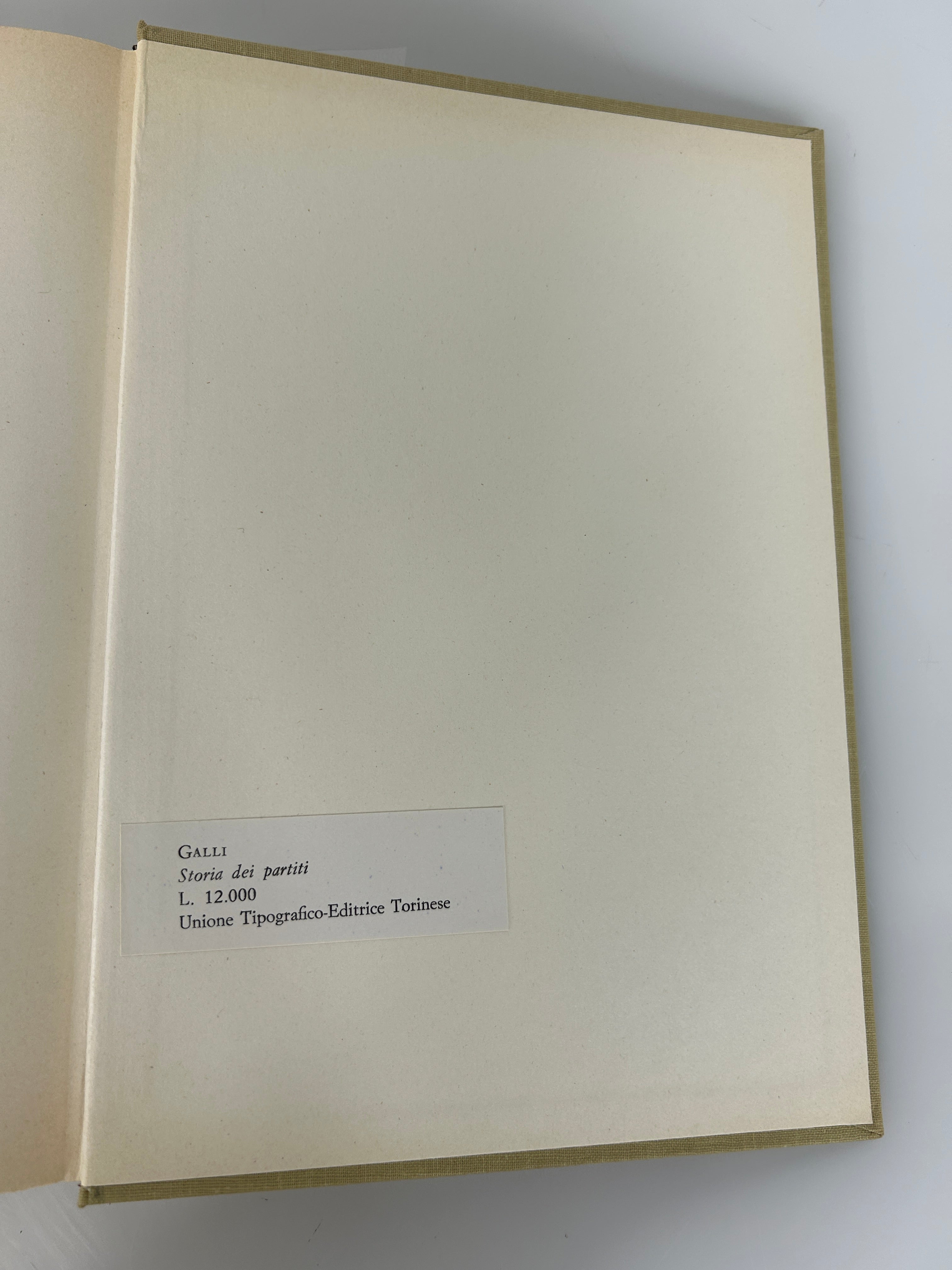 I Partiti Politici (Political Parties) Georgio Galli 1974 in Italian Vintage HC