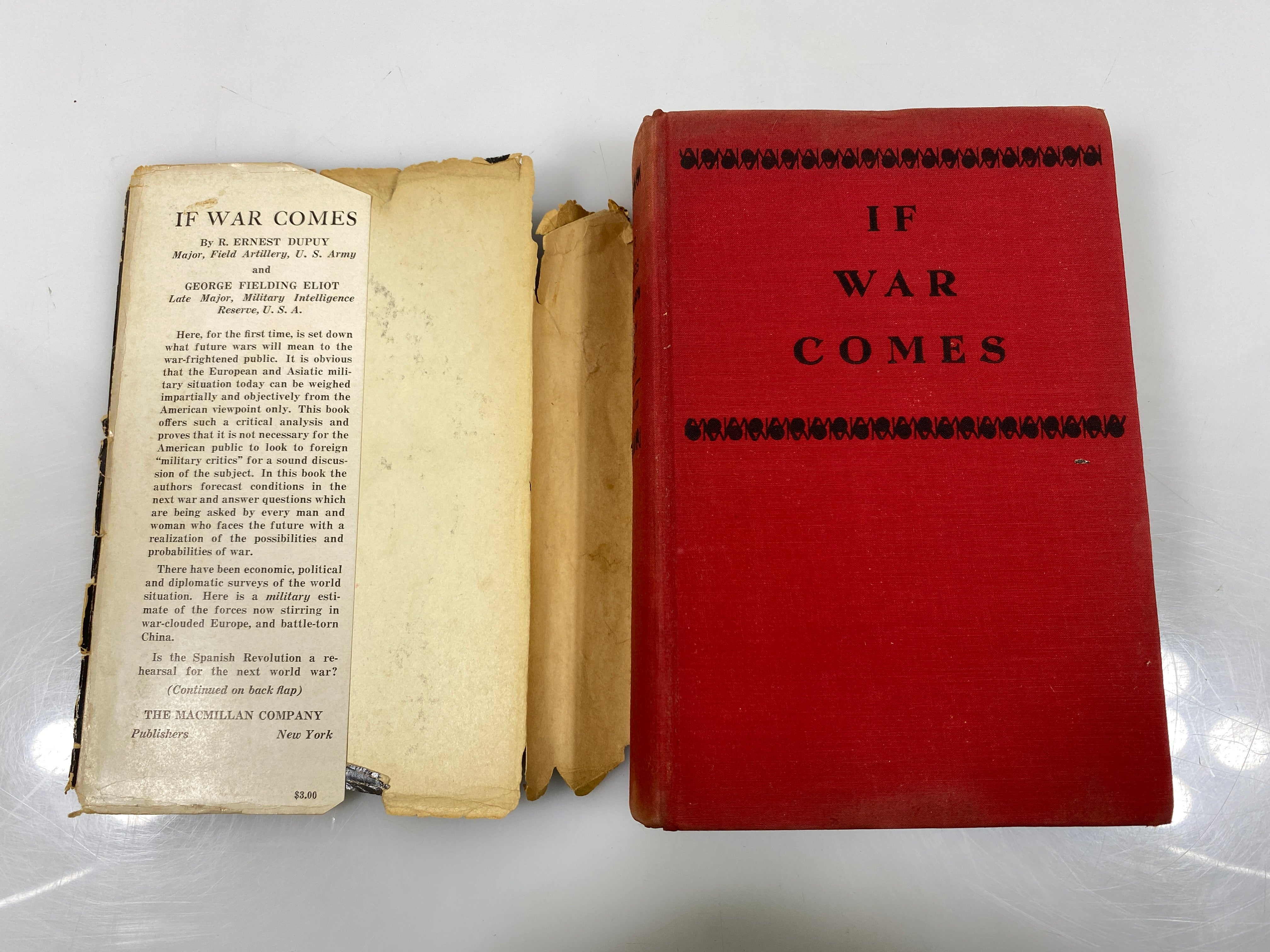 If War Comes by Dupuy/Eliot 1937 Macmillan HCDJ