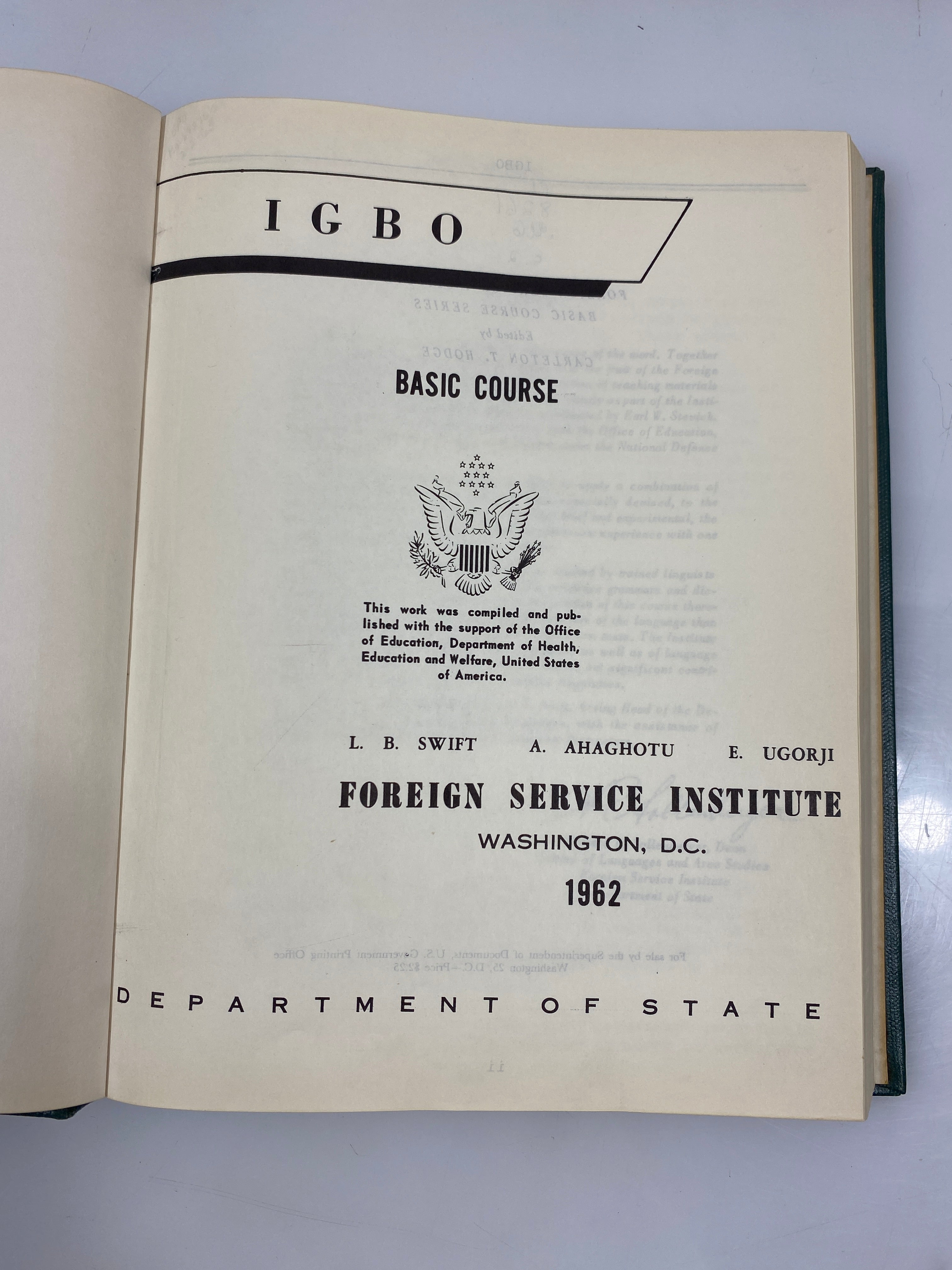 Igbo Basic Course Foreign Service Institute Ex-library 1962 HC