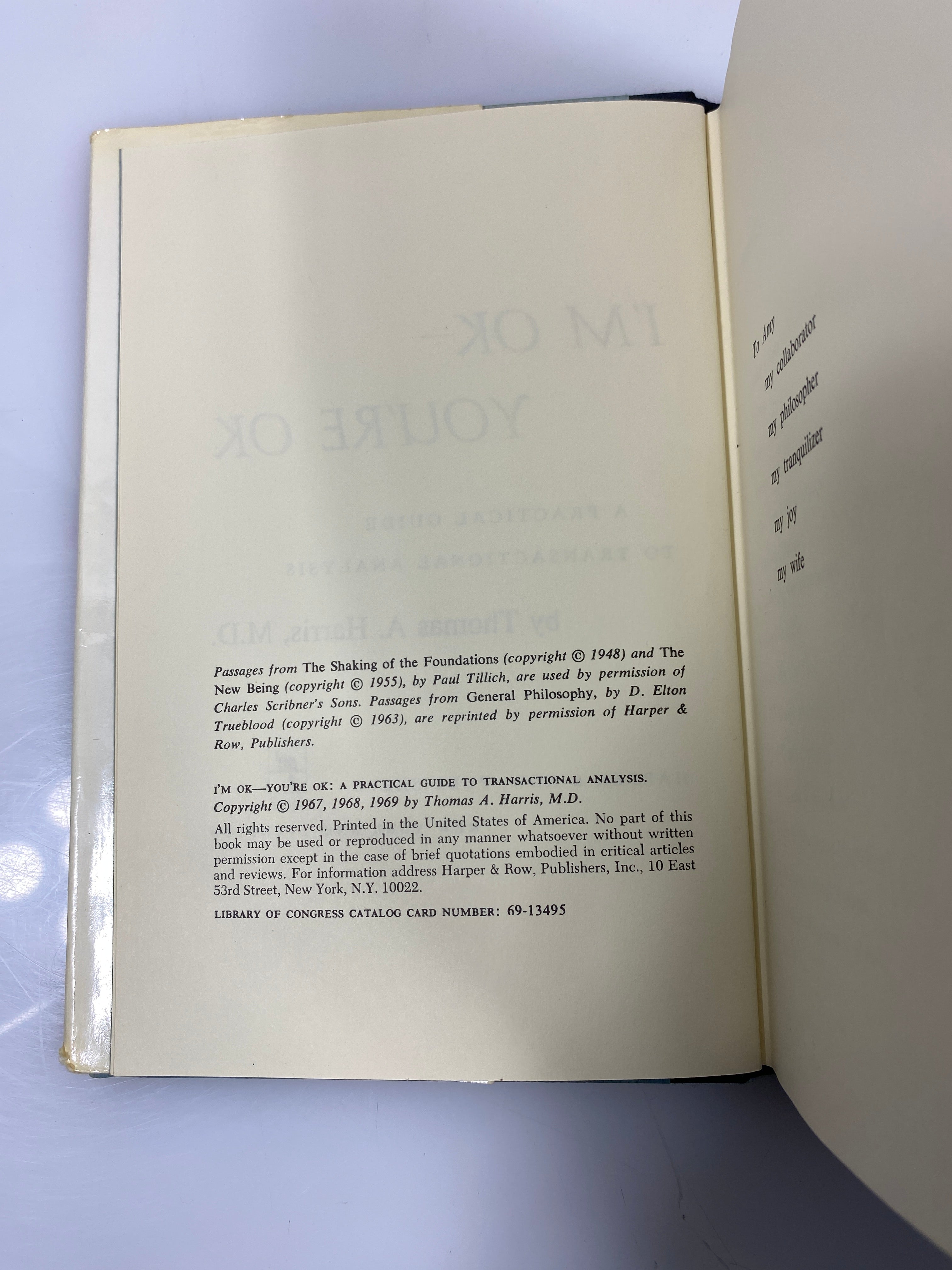 I'm Ok You're Ok by Thomas Harris 1969 HCDJ
