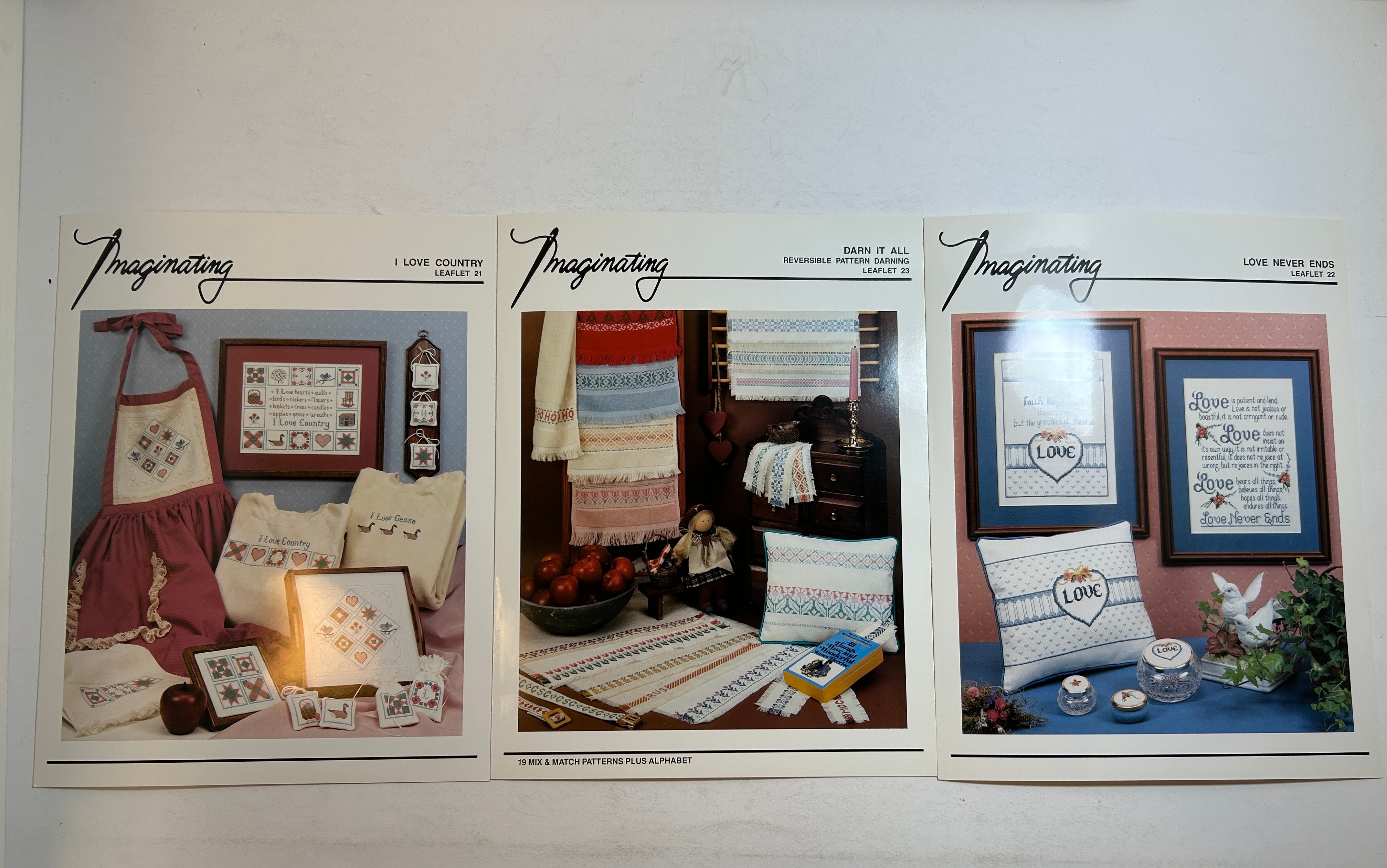 Imaginating Cross Stitch #'21-23:I Love Country/Love Never Ends/Darn It All 1987