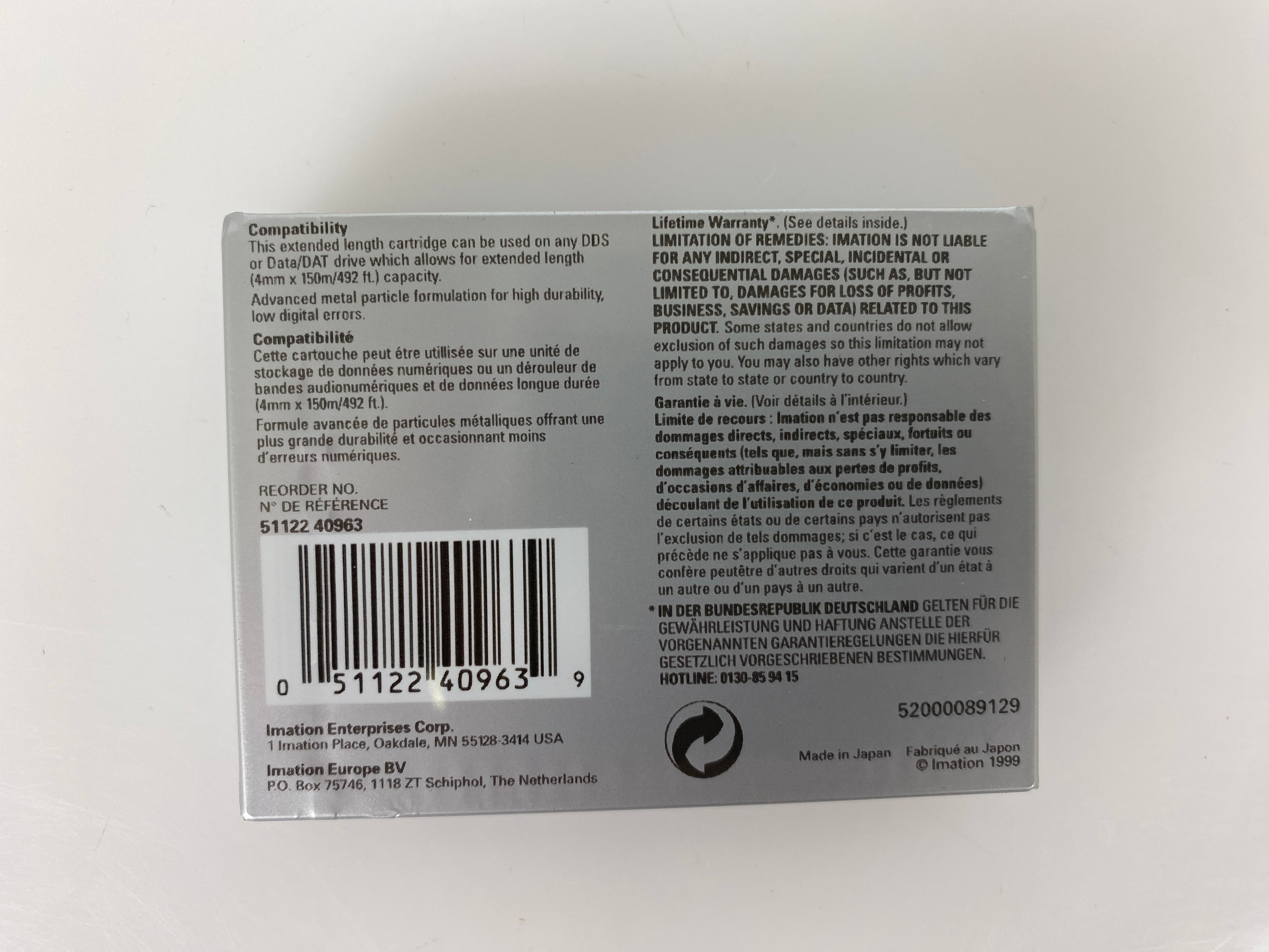 Imation 20GB 4mm DDS-150 DDS4 Data Tape *New*