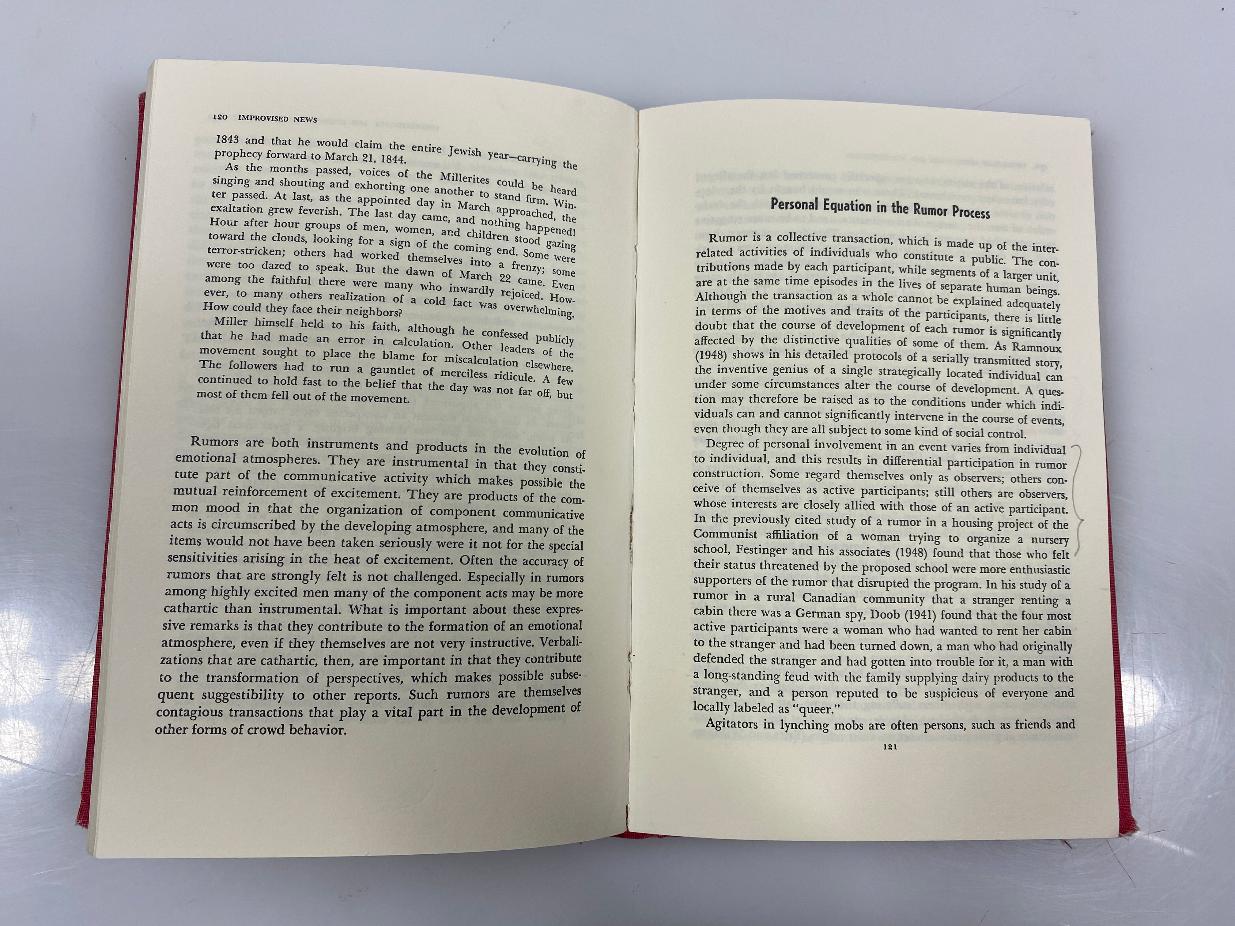 Improvised News by Tamotsu Shibutani 1966 1st Print. Ex-Library HC