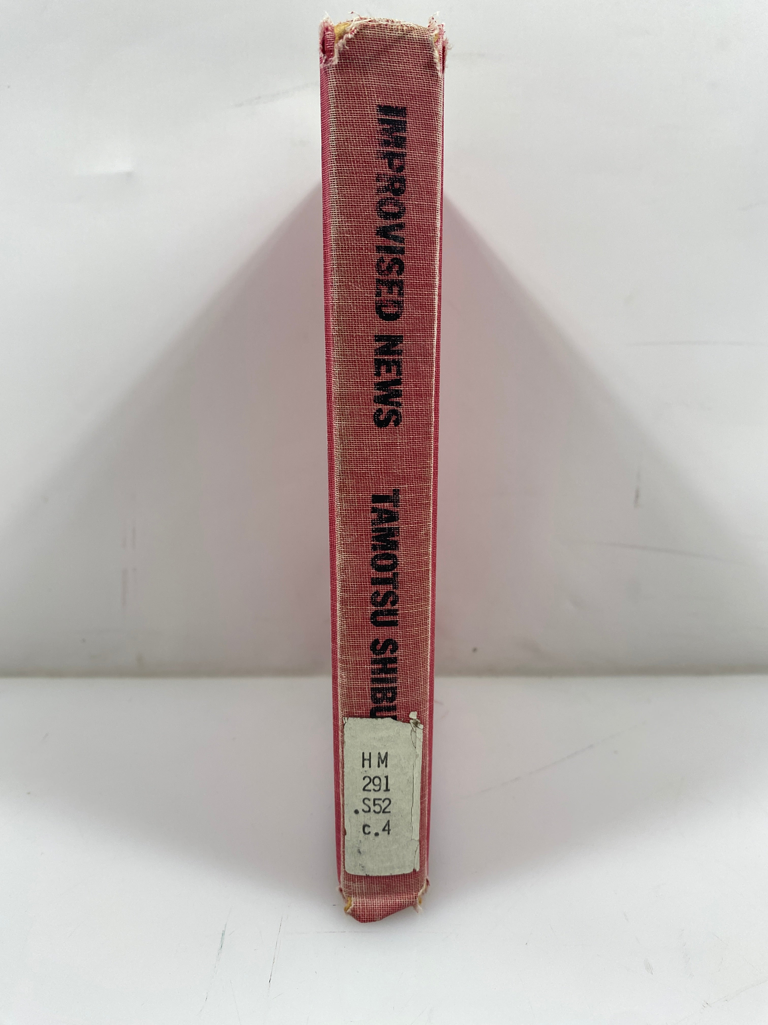 Improvised News by Tamotsu Shibutani 1966 1st Print. Ex-Library HC