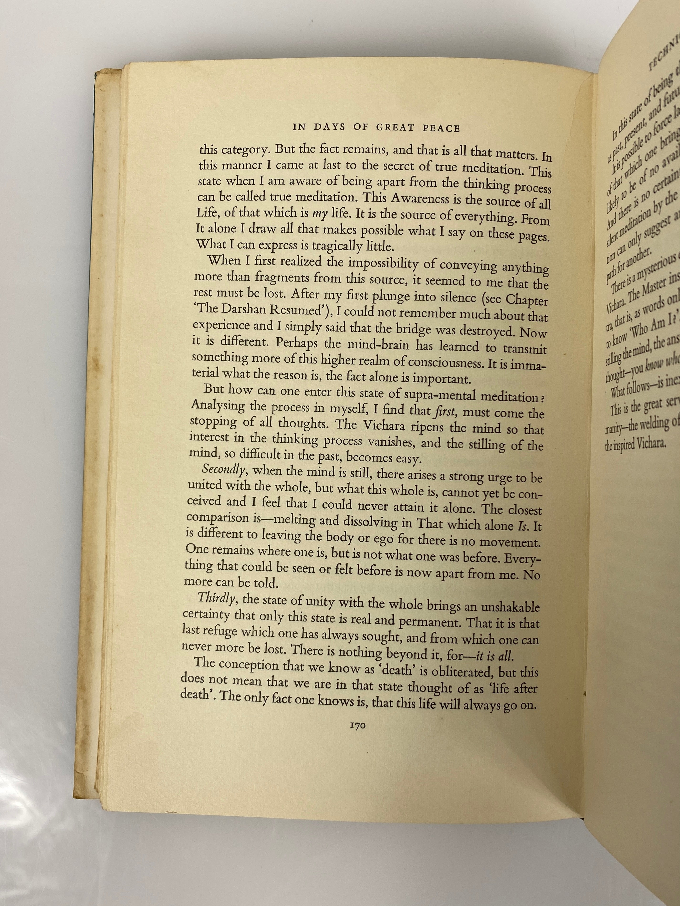 In Days of Great Peace Mouni Sadhu 1957 Second Edition Vintage HC DJ