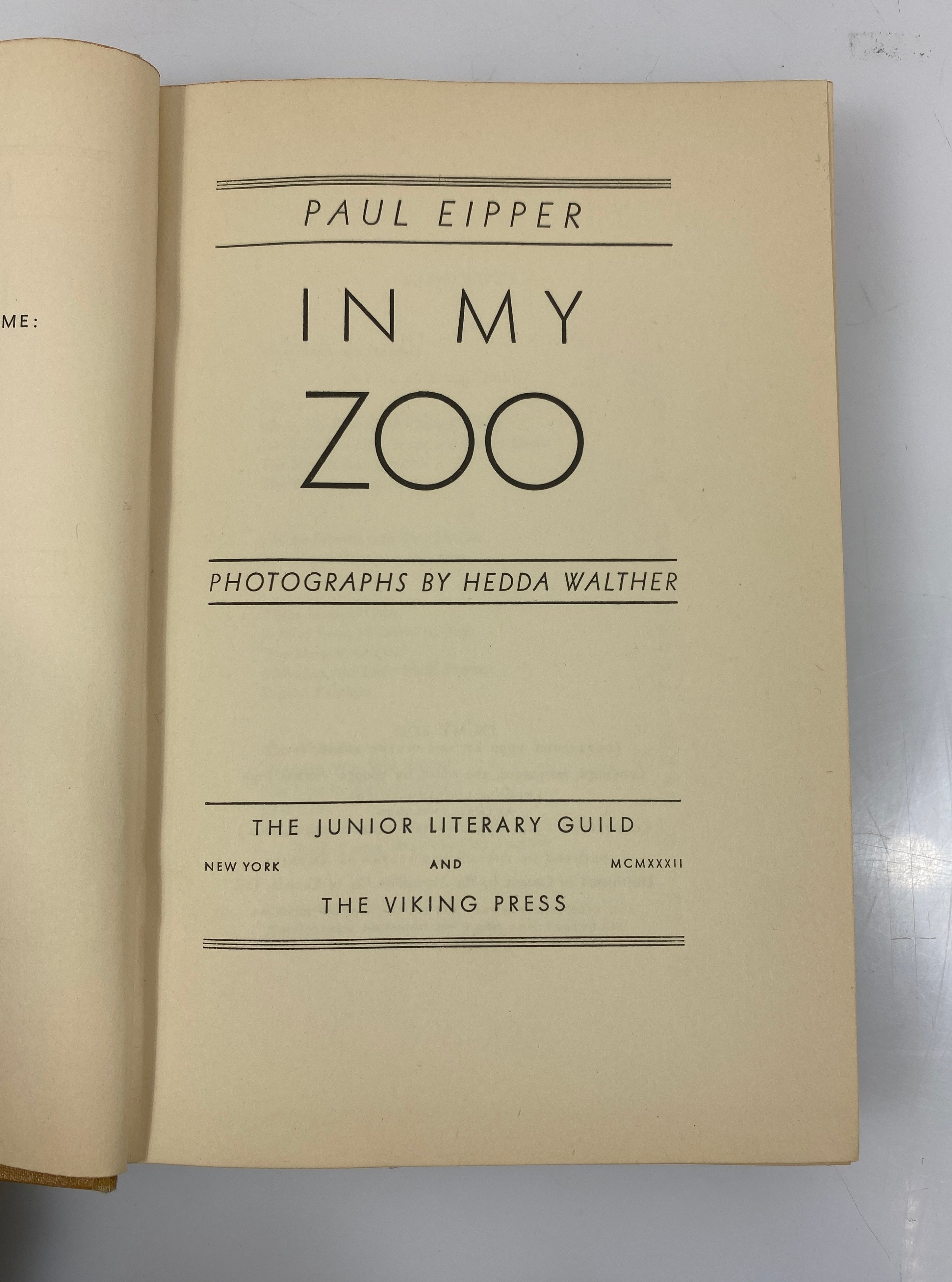 In My Zoo by Paul Eipper Junior Literary Guild 1932 HCDJ