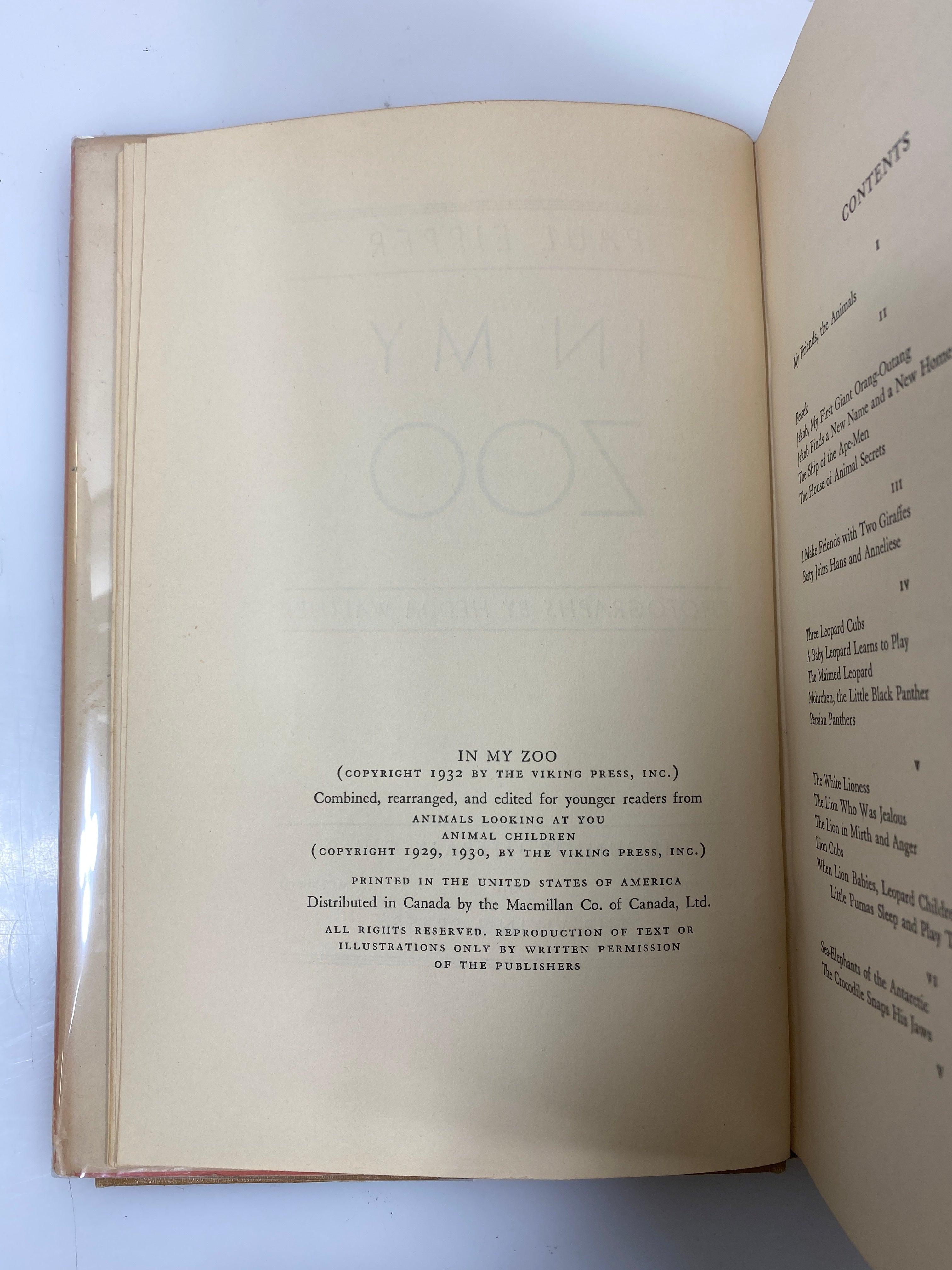 In My Zoo by Paul Eipper Junior Literary Guild 1932 HCDJ