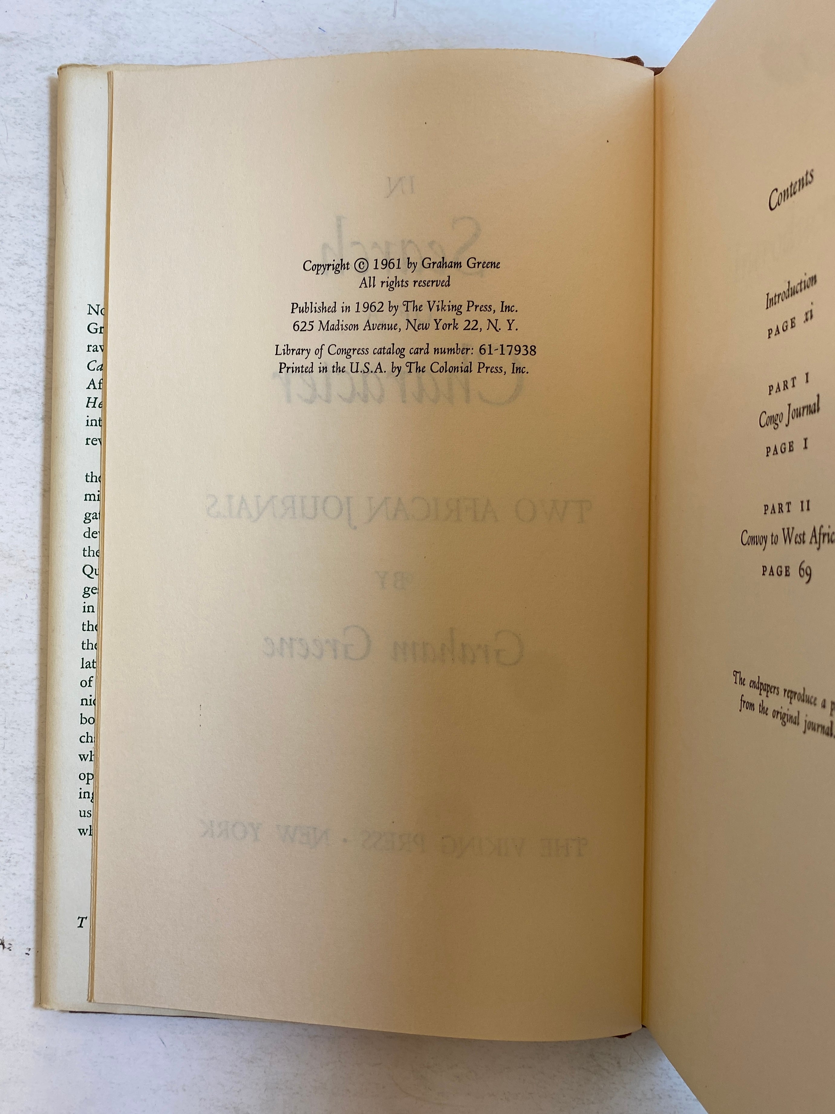 In Search of a Character Two African Journals Graham Greene 1962 HCDJ