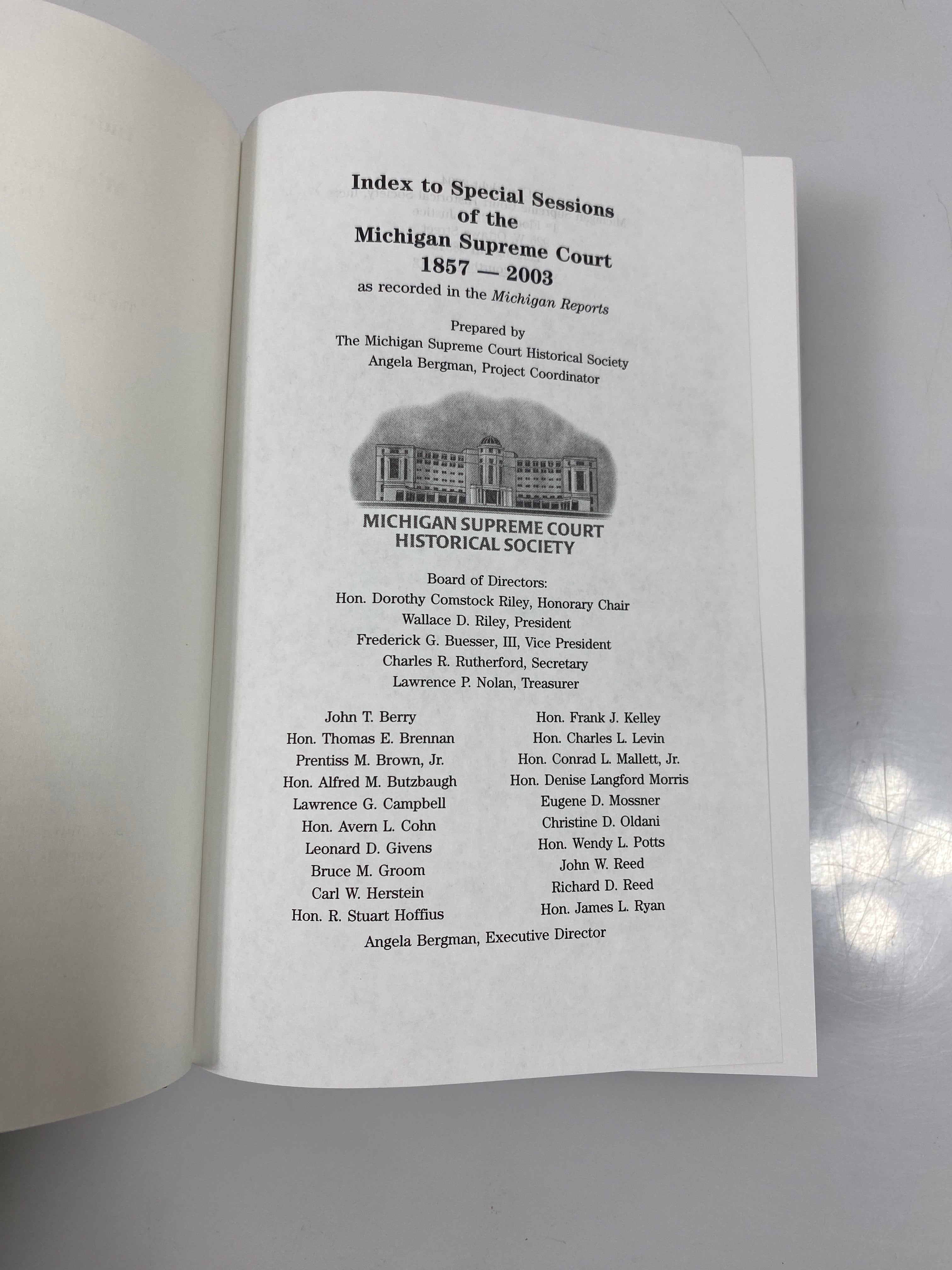 Index to Special Sessions of the Michigan Supreme Court 2004 HC