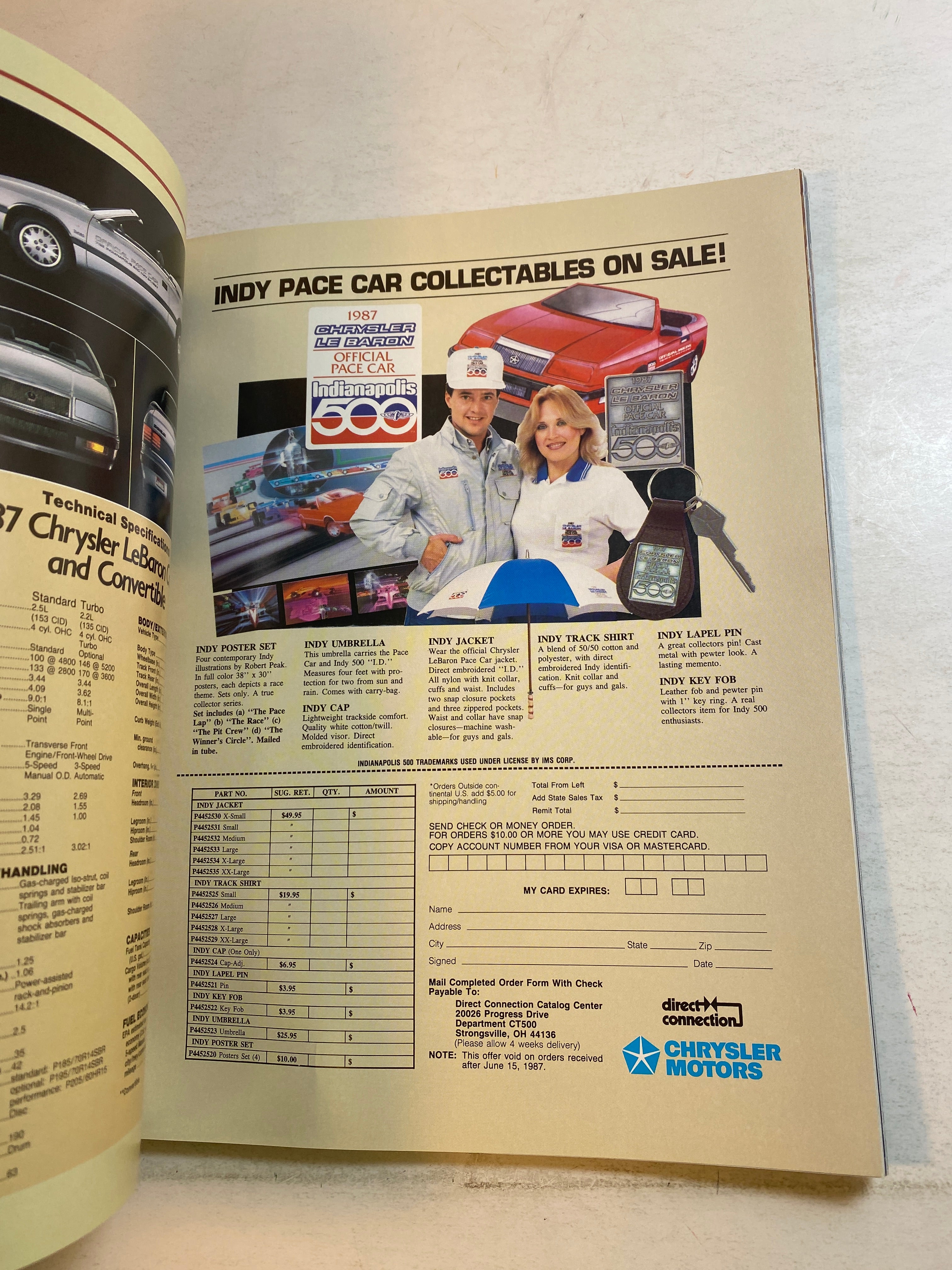 Indianapolis 500 Program 1987