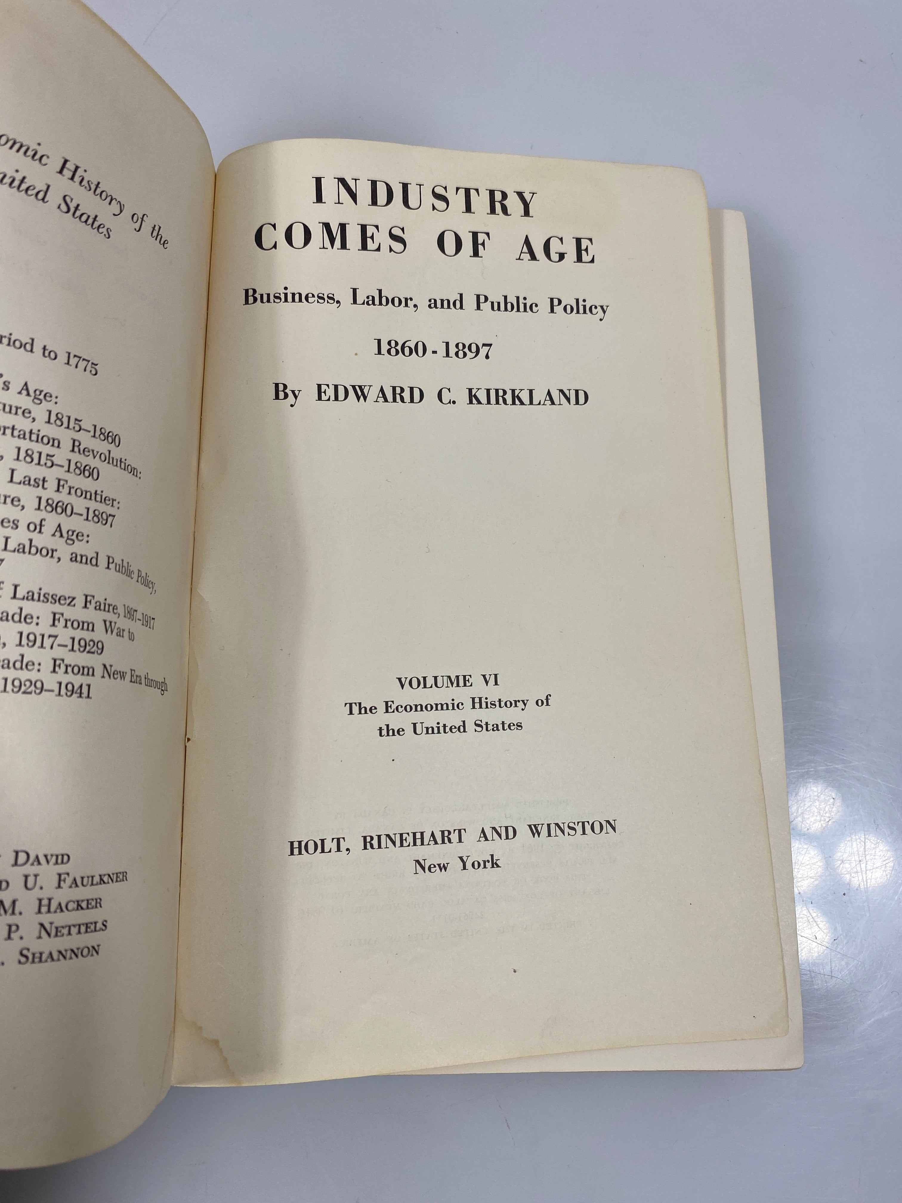 Industry Comes of Age 1860-1897 Vol. VI by Kirkland Ex-library 1961 HC