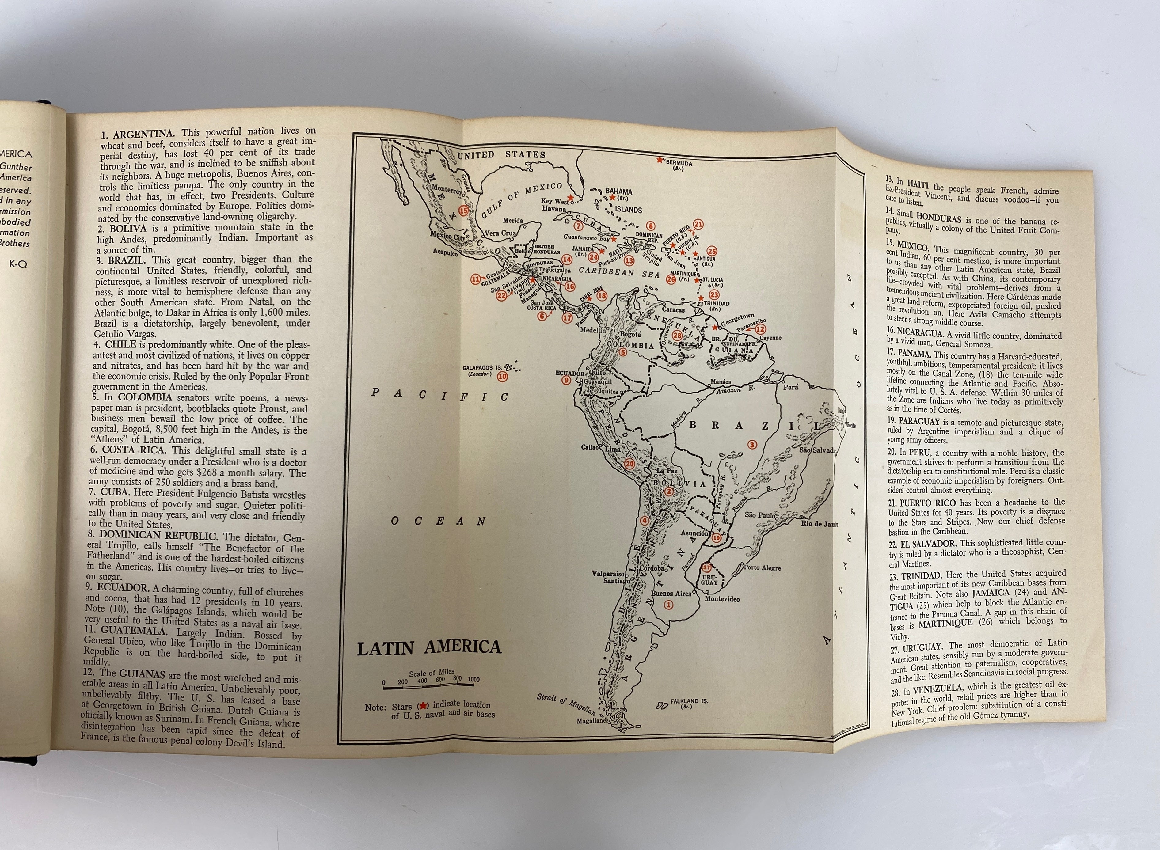 Inside Latin America by John Gunther 1941 Vintage HC DJ
