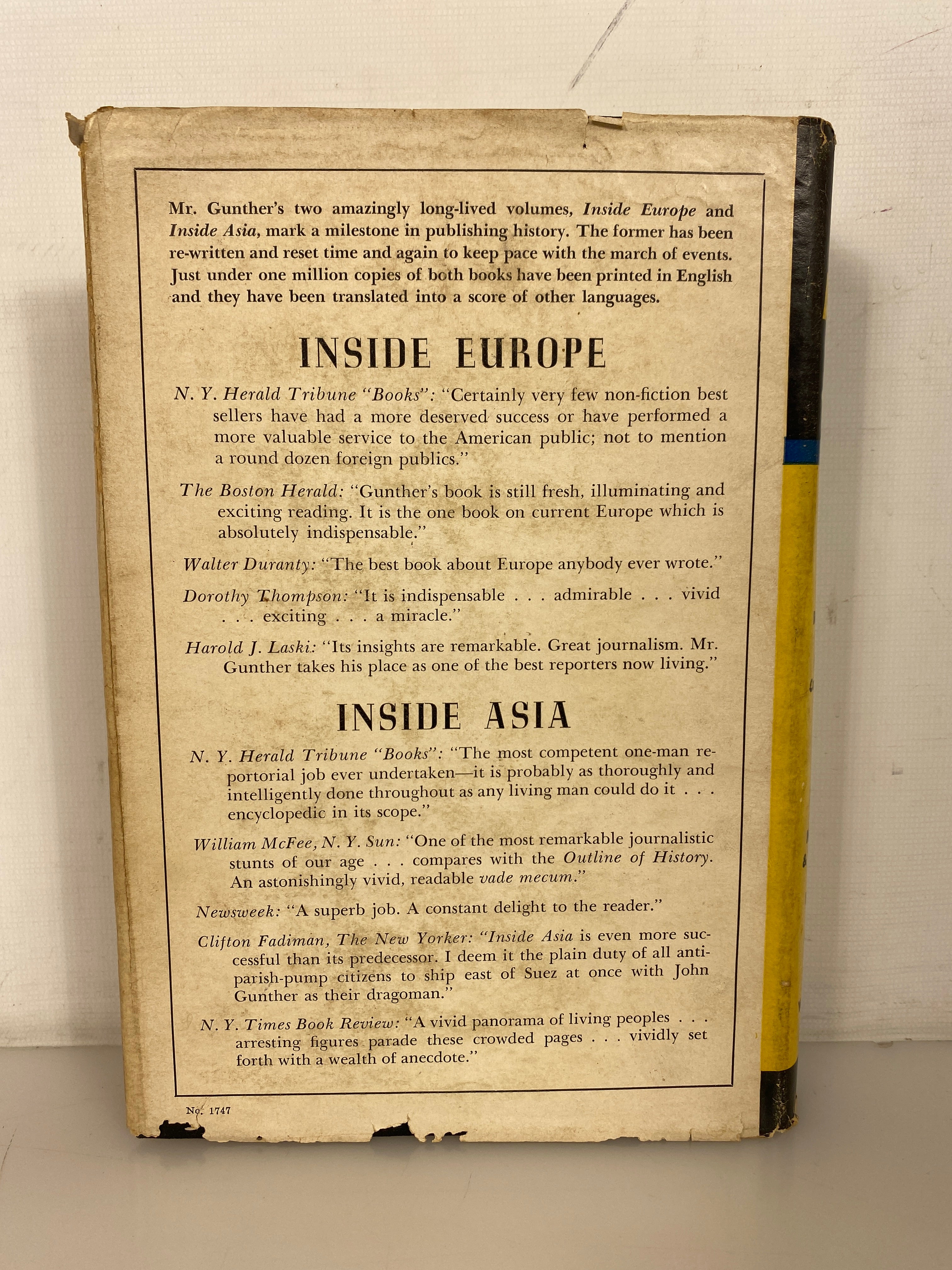 Inside Latin America by John Gunther 1941 Vintage HC DJ