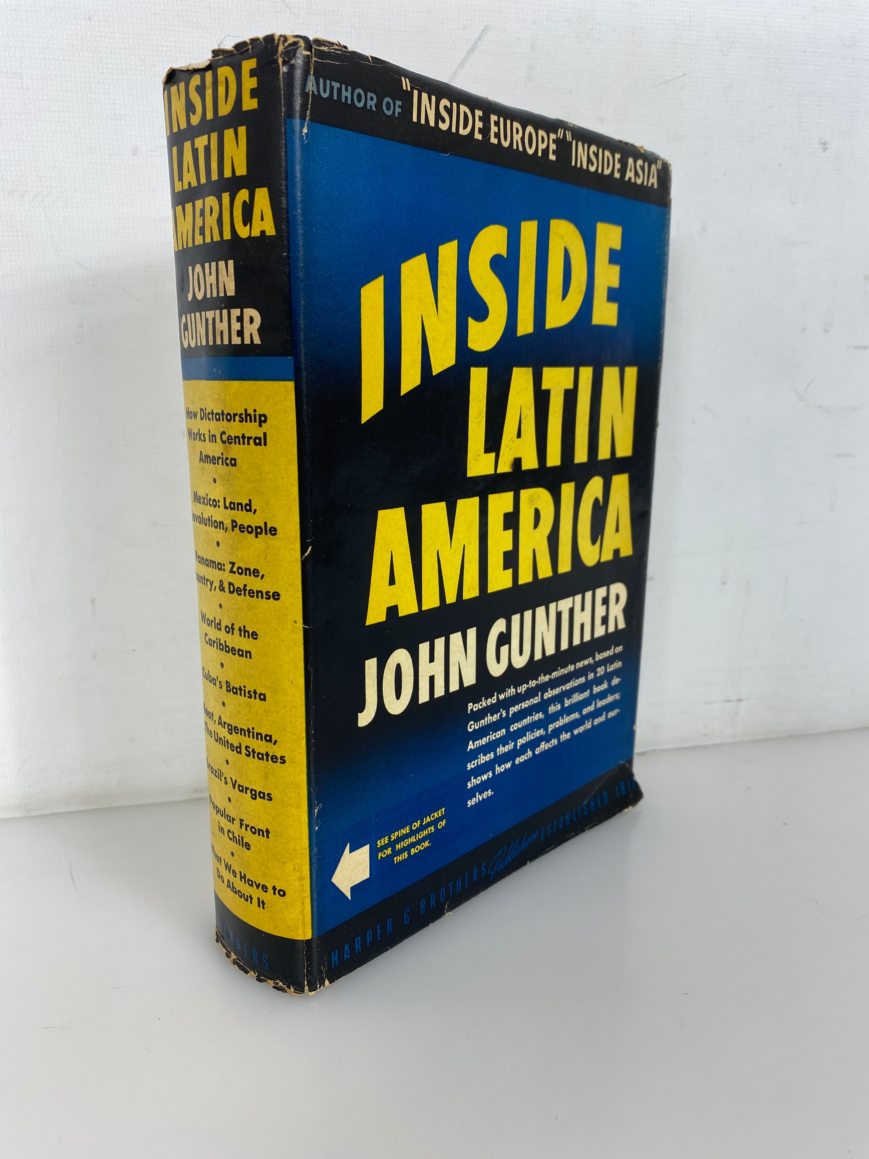 Inside Latin America by John Gunther 1941 Vintage HC DJ