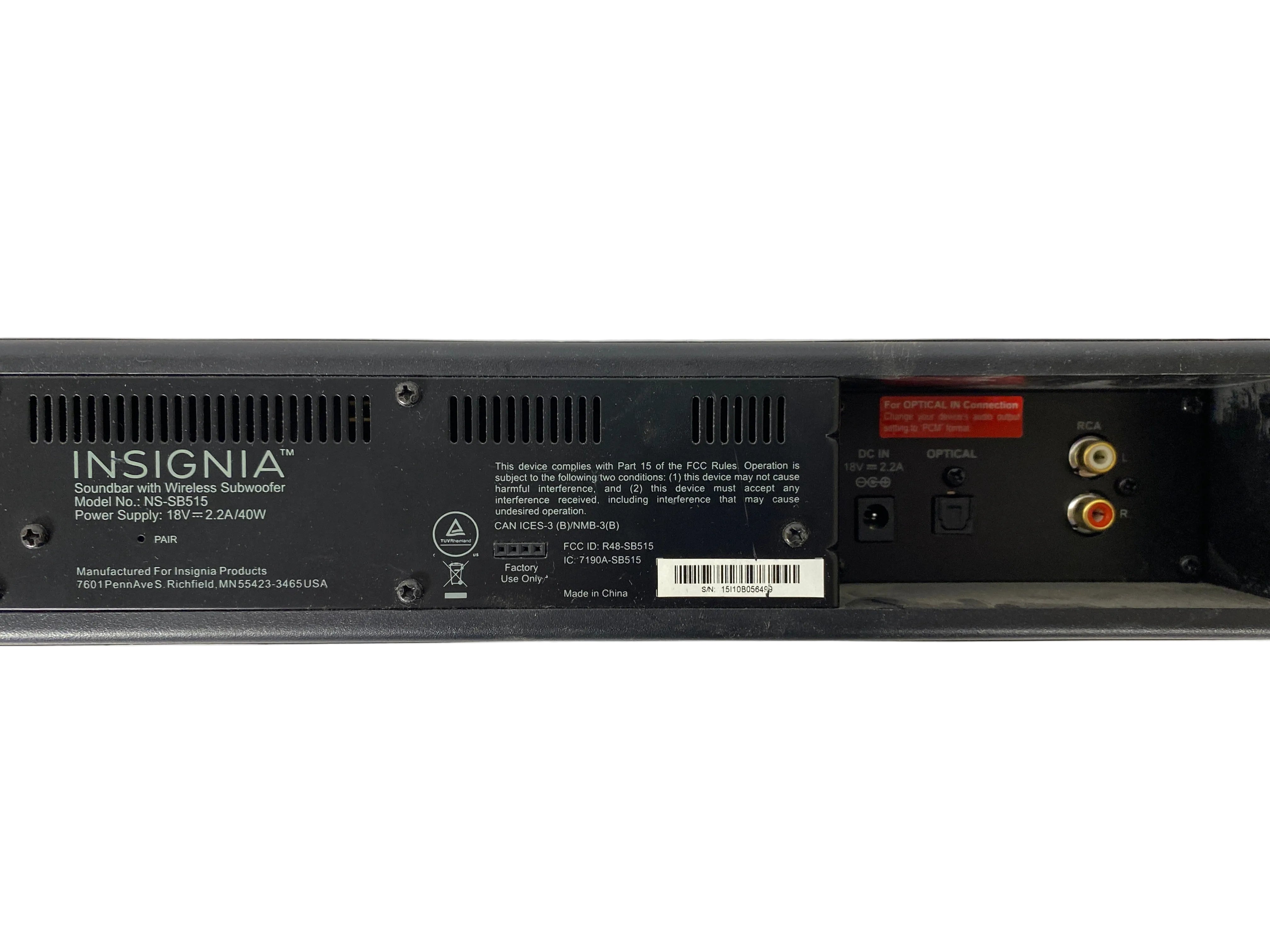 Insignia NS-SB515 Soundbar *SUBWOOFER NOT INCLUDED*