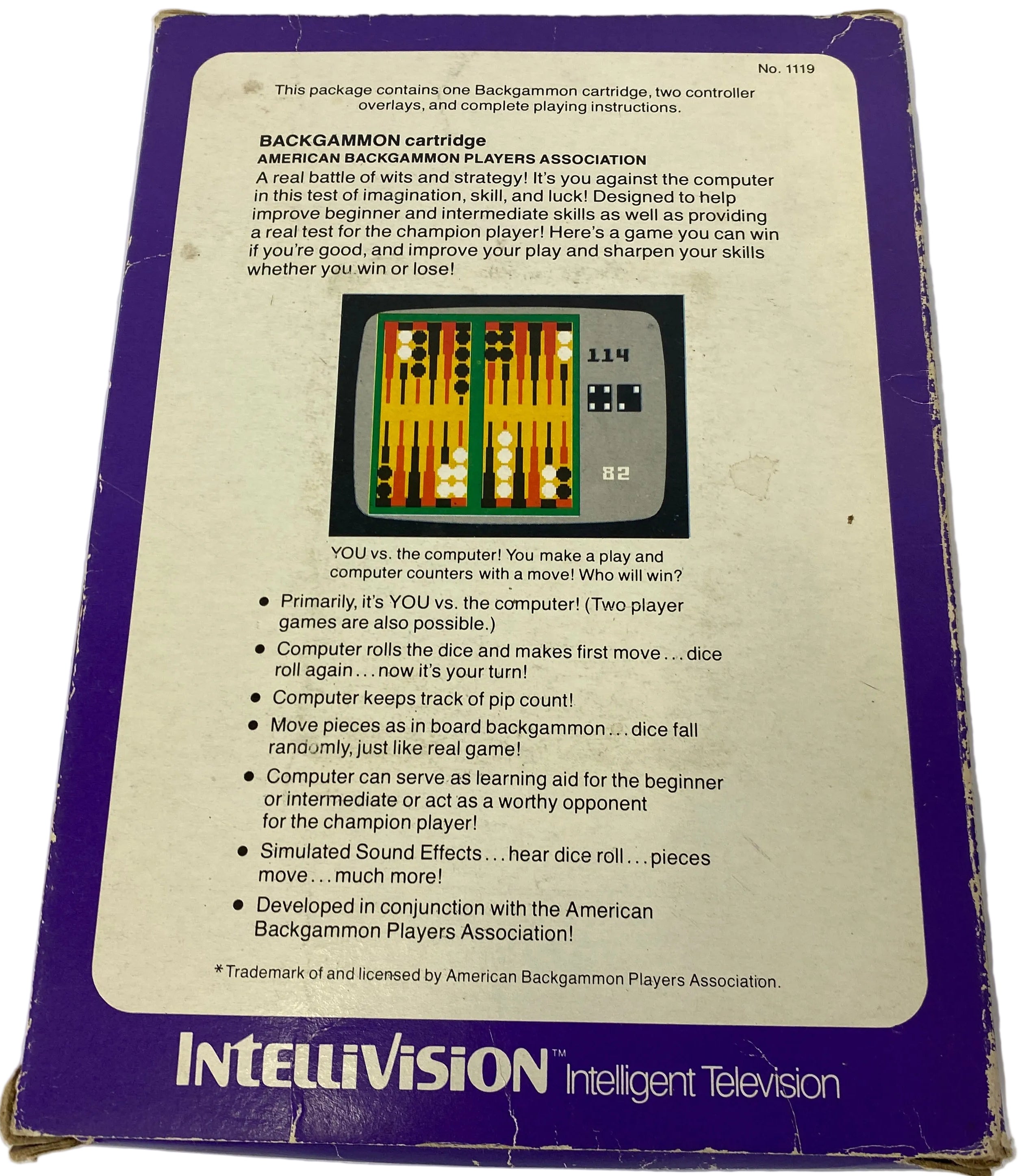 Intellivision ABPA Backgammon Video Game