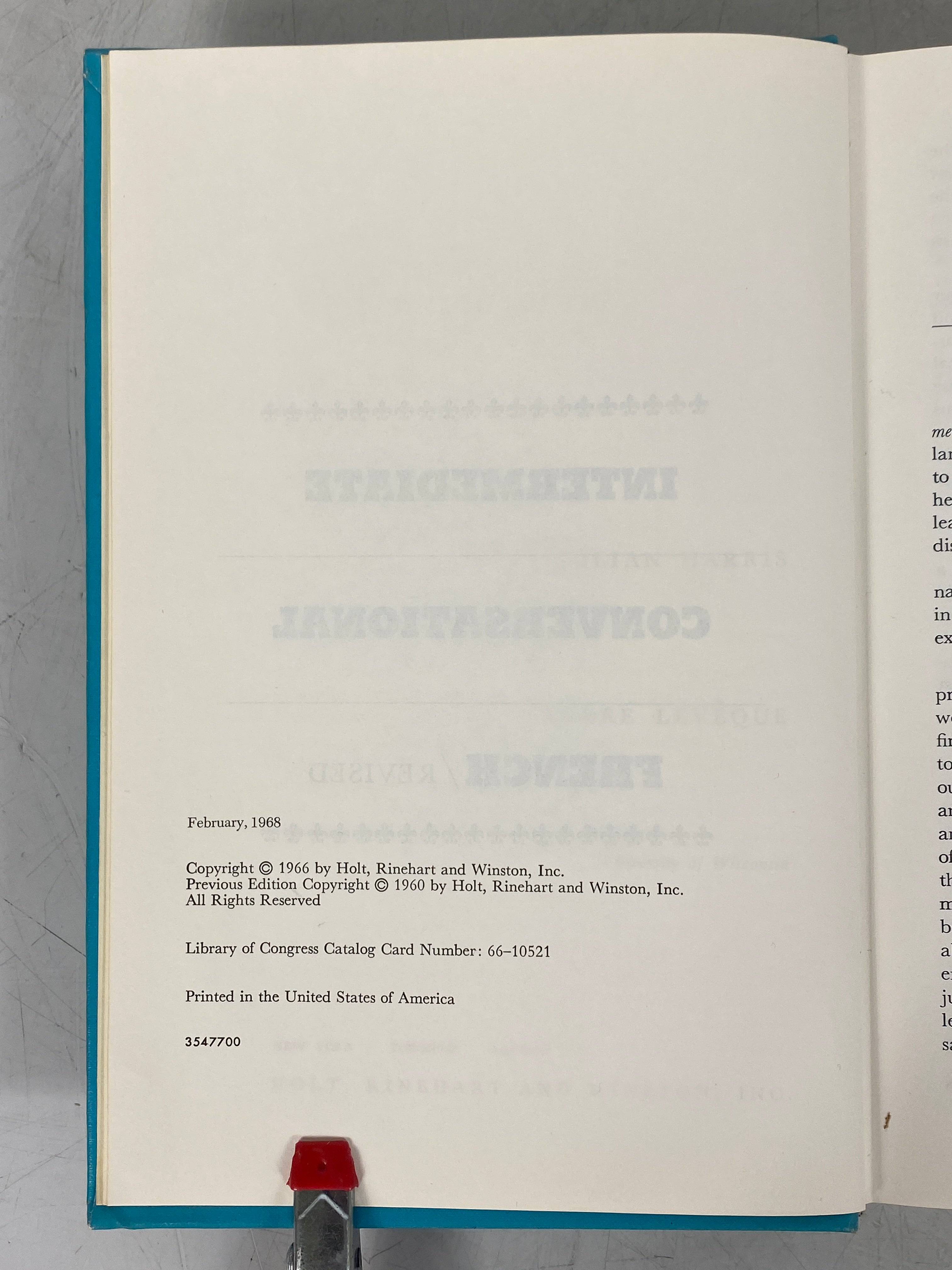 Intermediate Conversational French by Harris/Leveque 1968 Vintage Textbook HC