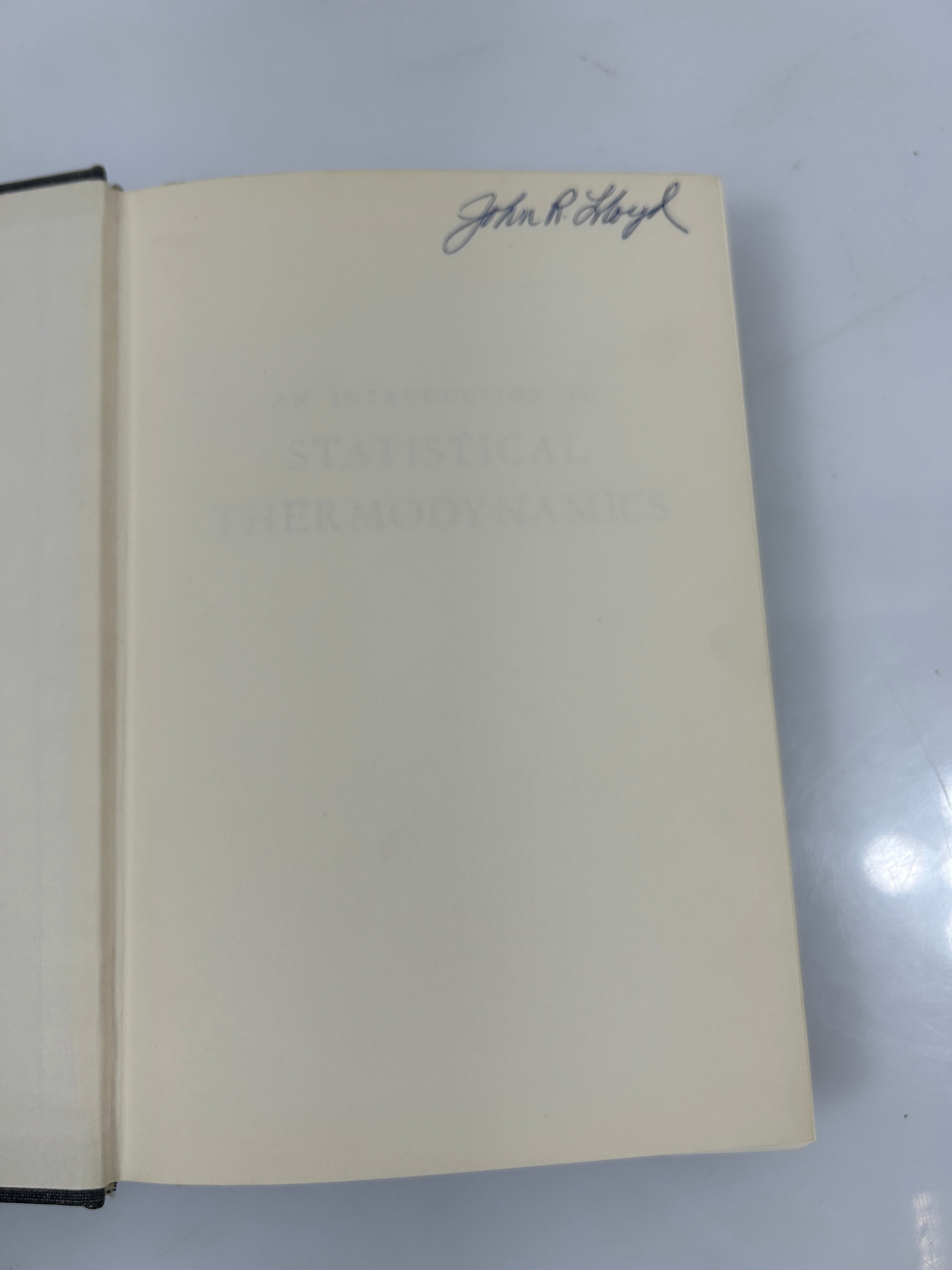 Introduction to Statistical Thermodynamics by Terrell L. Hill Addison Wesley HCDJ