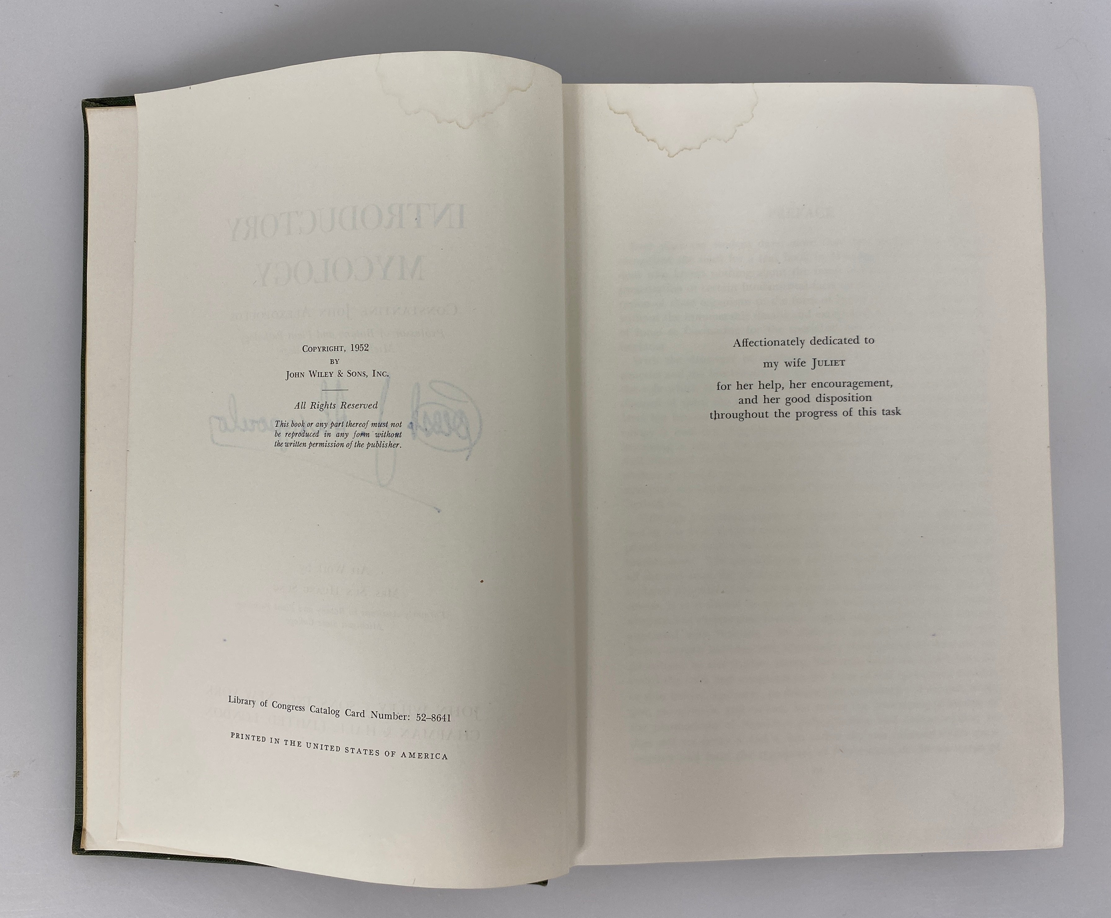 Introductory Mycology by Constantine Alexopoulos 1952 Signed 1st Edition HC