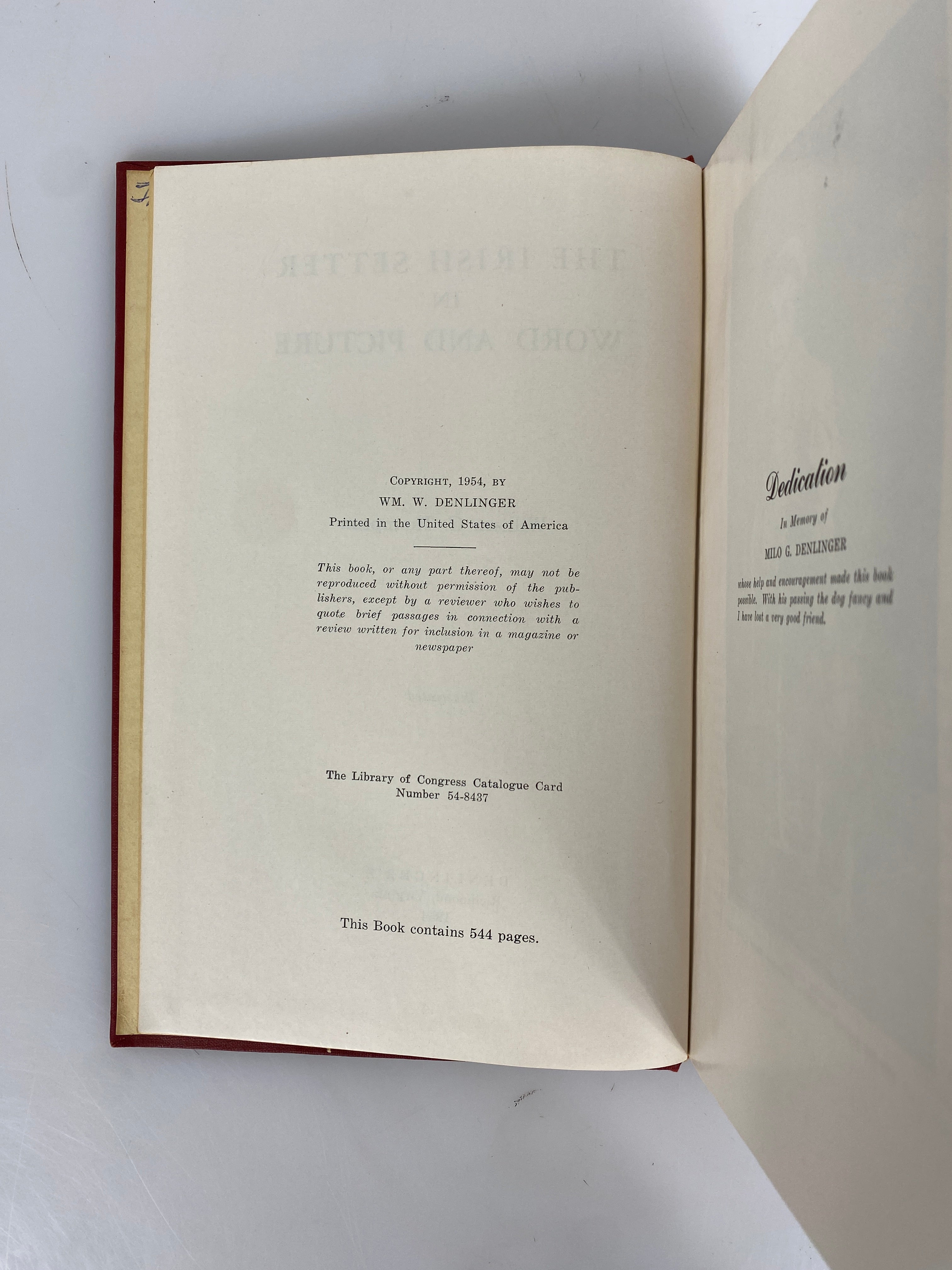 Irish Setter Word and Picture by William Thompson 1954 Vintage HC